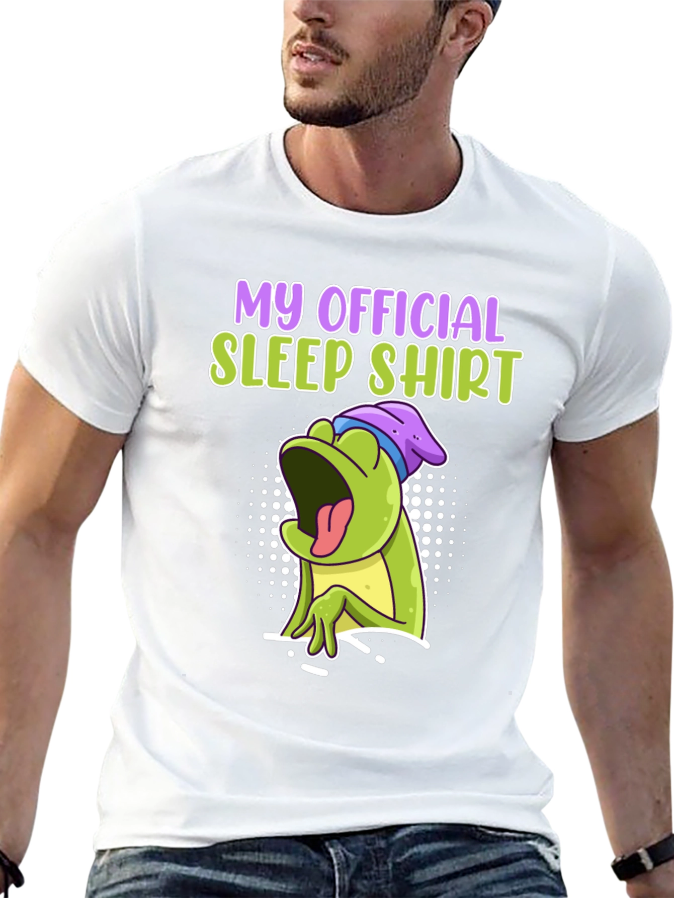 Black Official Sleep Shirt - Funny Frog Design view 13