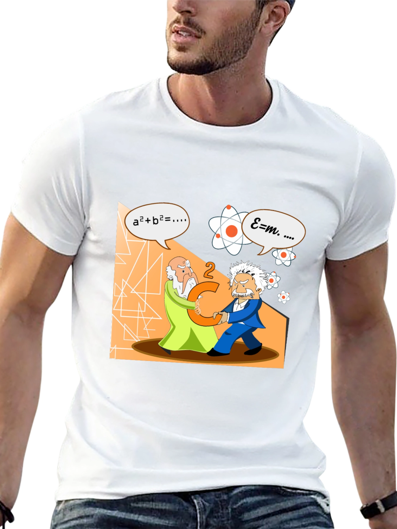 Black Science Humor T-Shirt: Einstein vs. Newton view 13