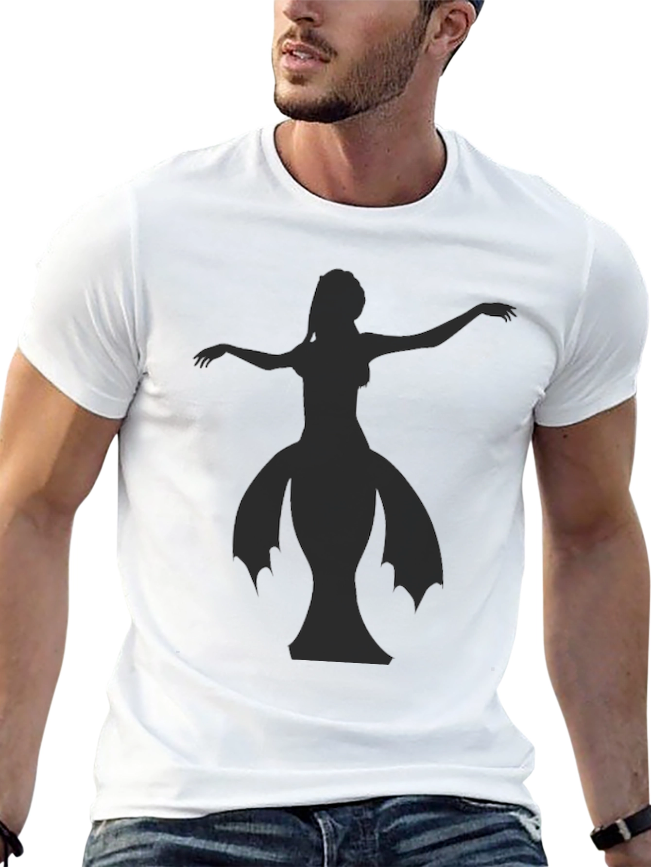 Black Elegant Black T-Shirt with Dancer Silhouette view 13