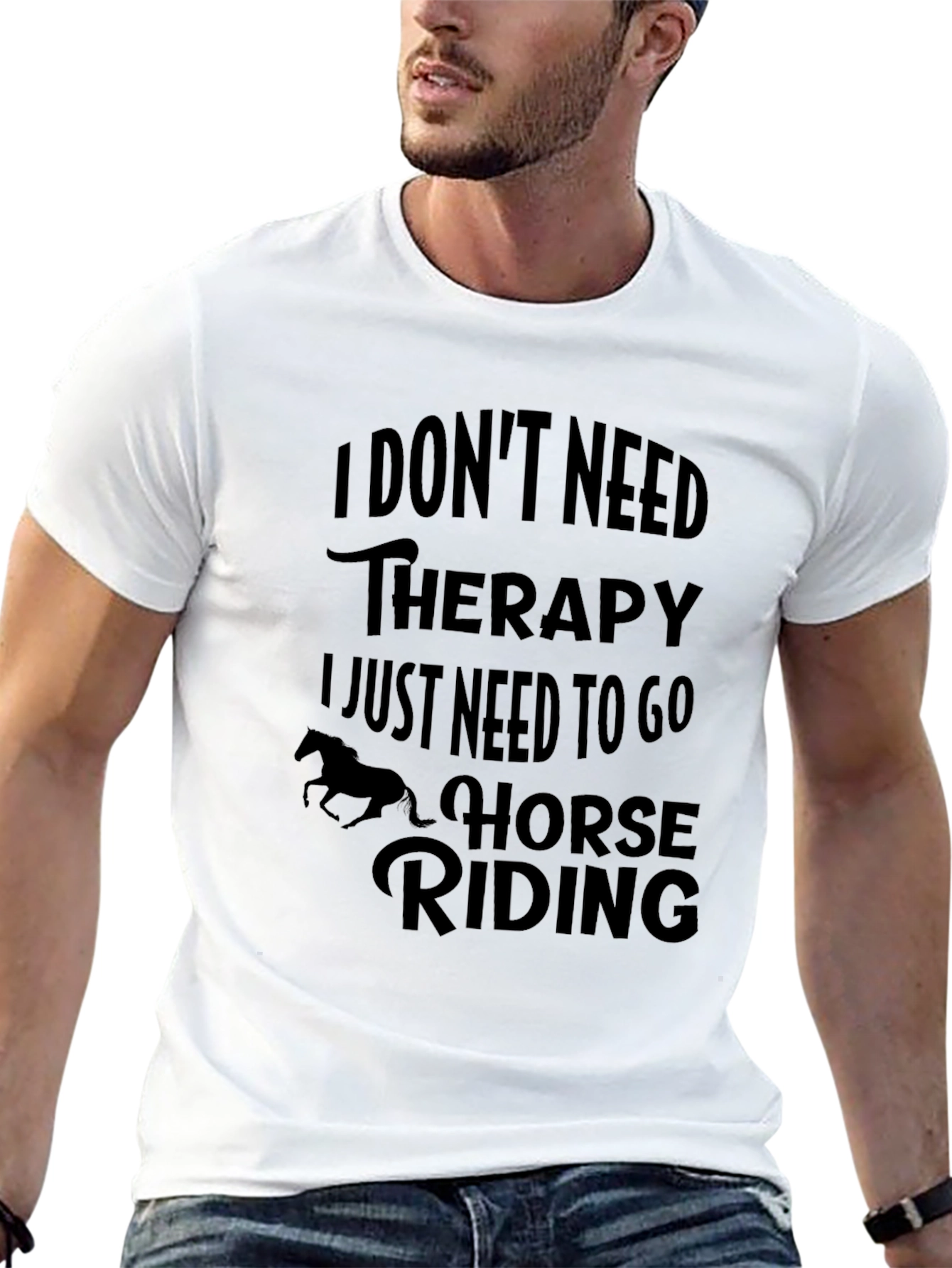 Black Horse Riding Therapy Graphic Tee - Unisex Black T-Shirt view 13