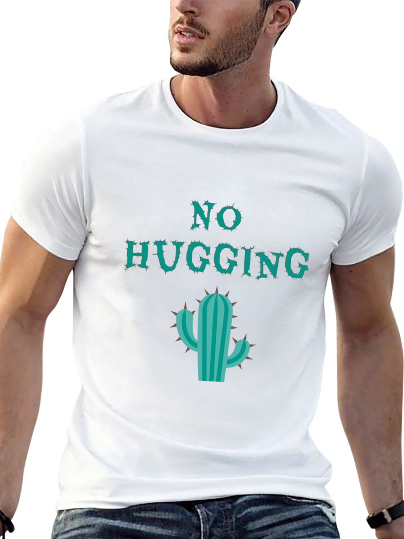 Black No Hugging Cactus Graphic Tee - Sarcastic Humor Shirt view 13