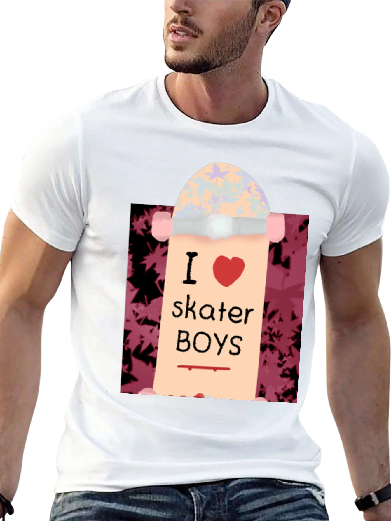 Black I Love Skater Boys T-Shirt | Unique Skateboard Tee view 13