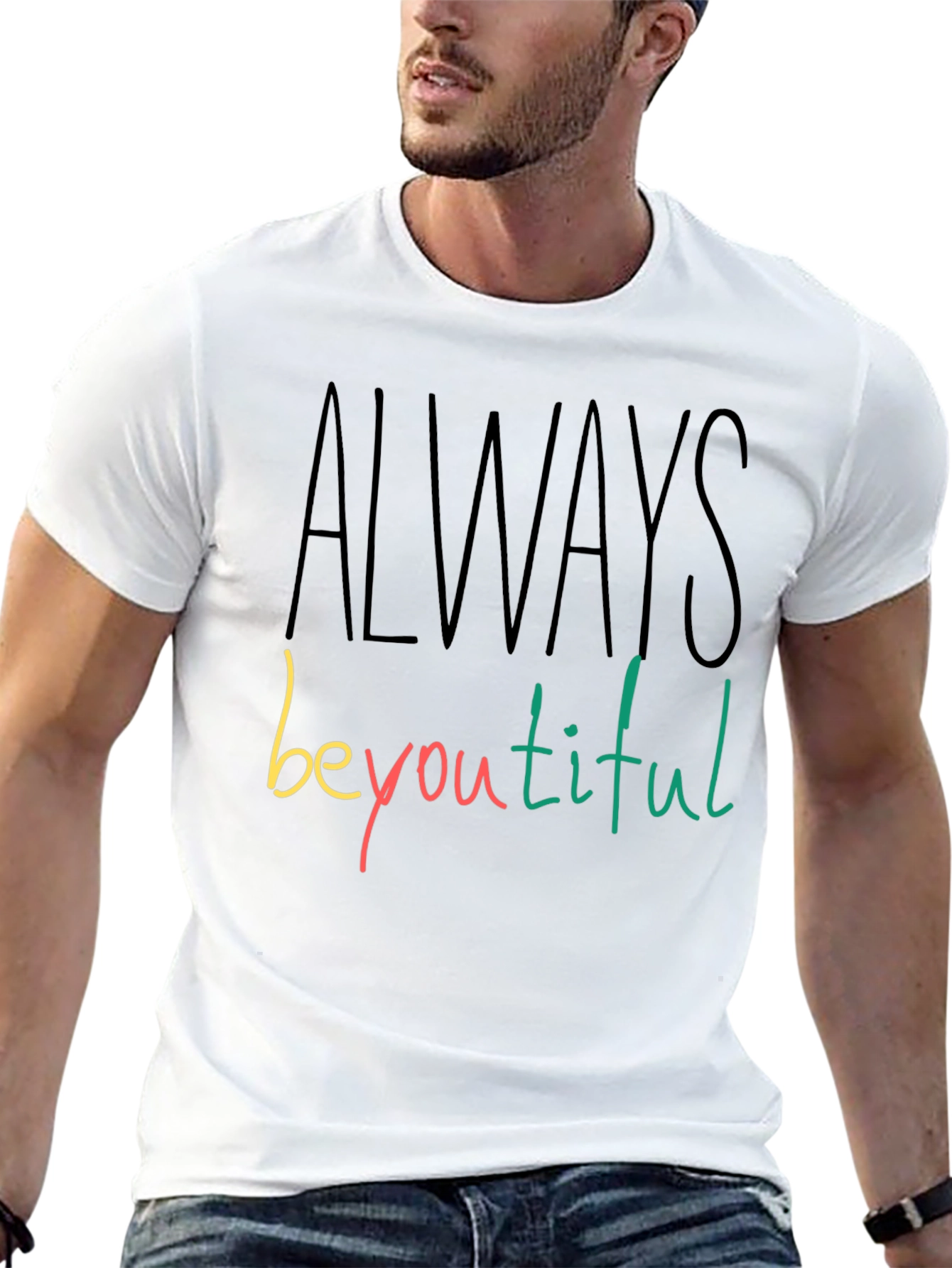 Black Always Beyoutiful Graphic Tee - Black Unisex T-Shirt view 13