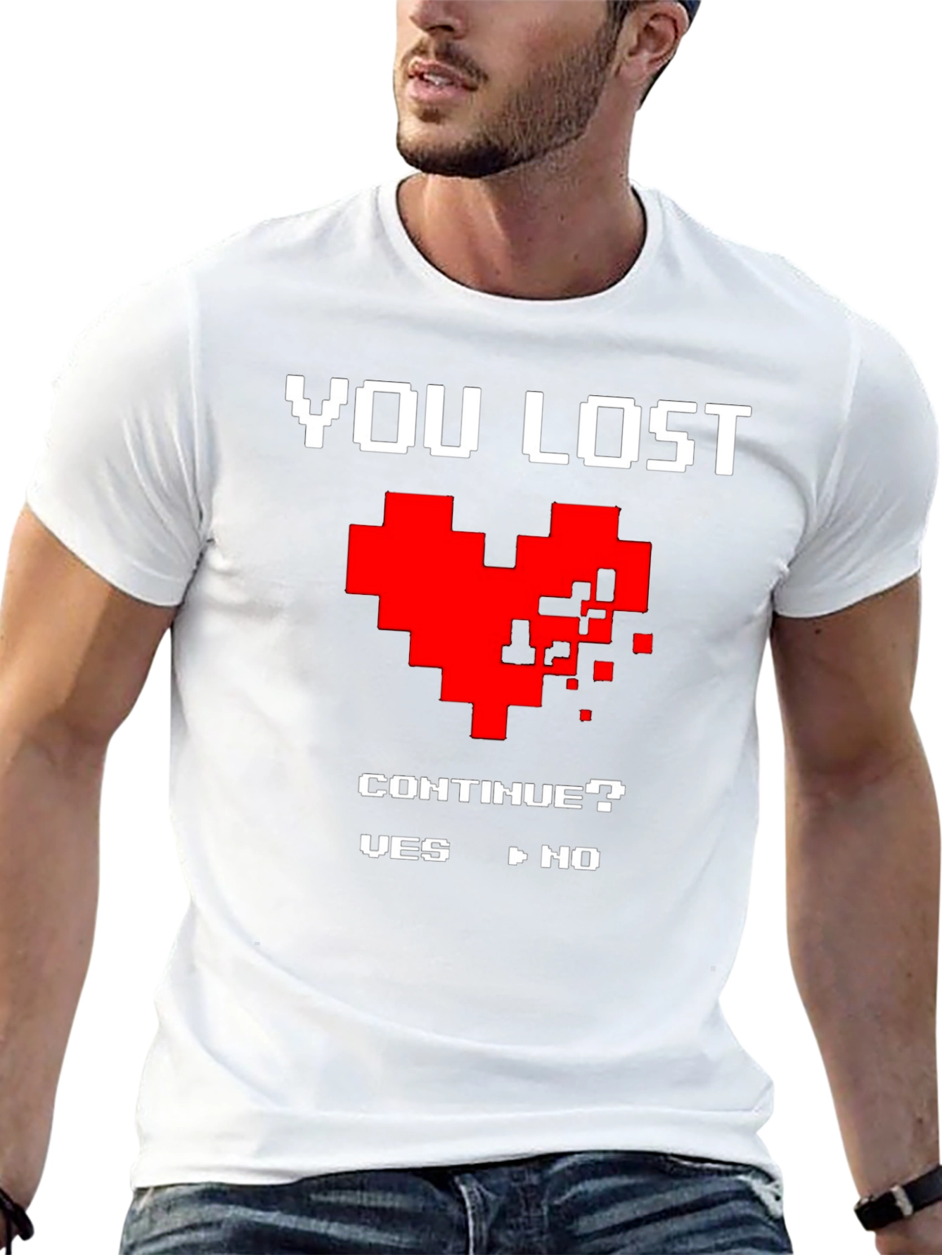 Black You Lost Heart Gamer T-Shirt view 13