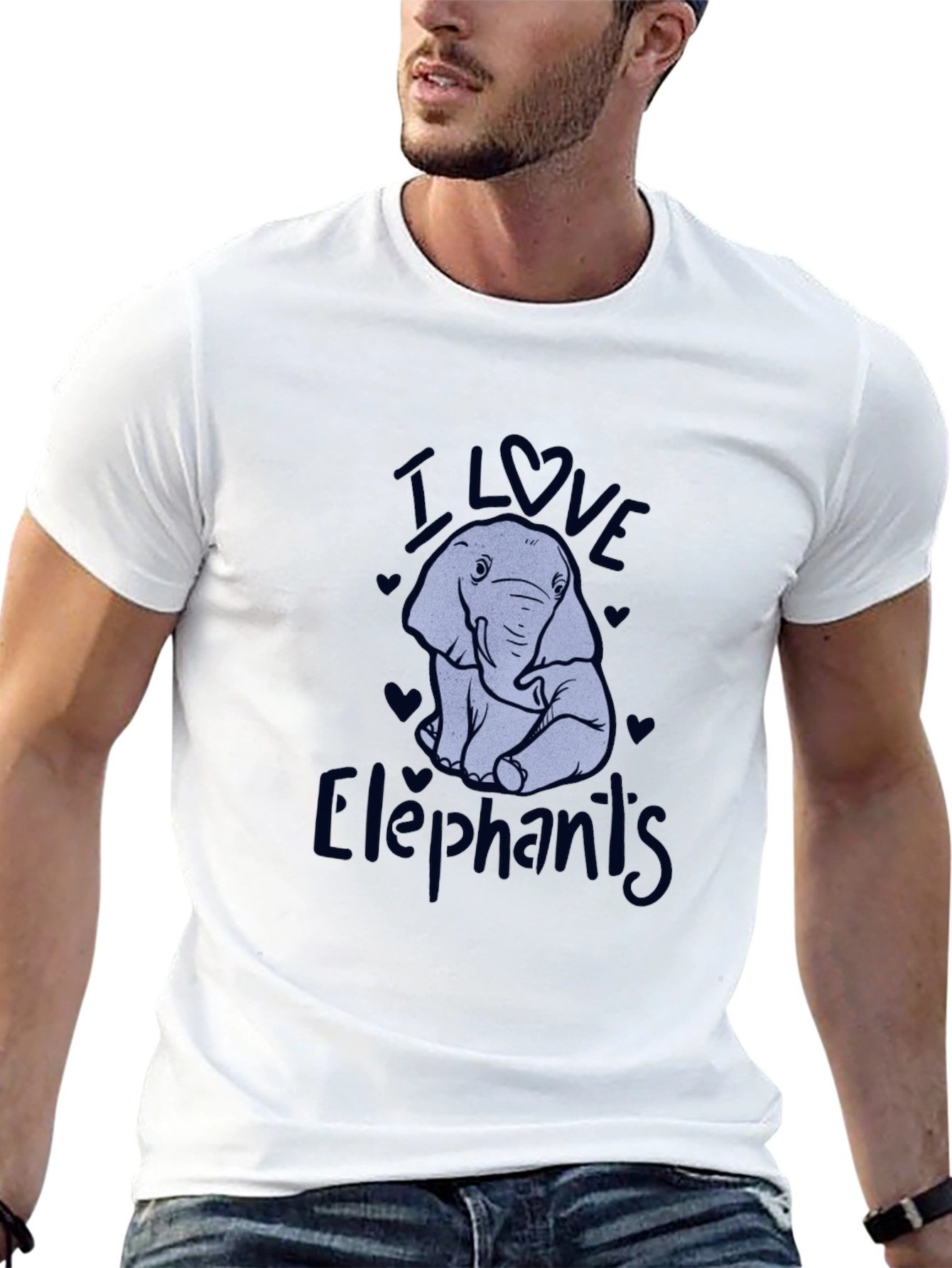 Black I Love Elephants Black Graphic T-Shirt view 13