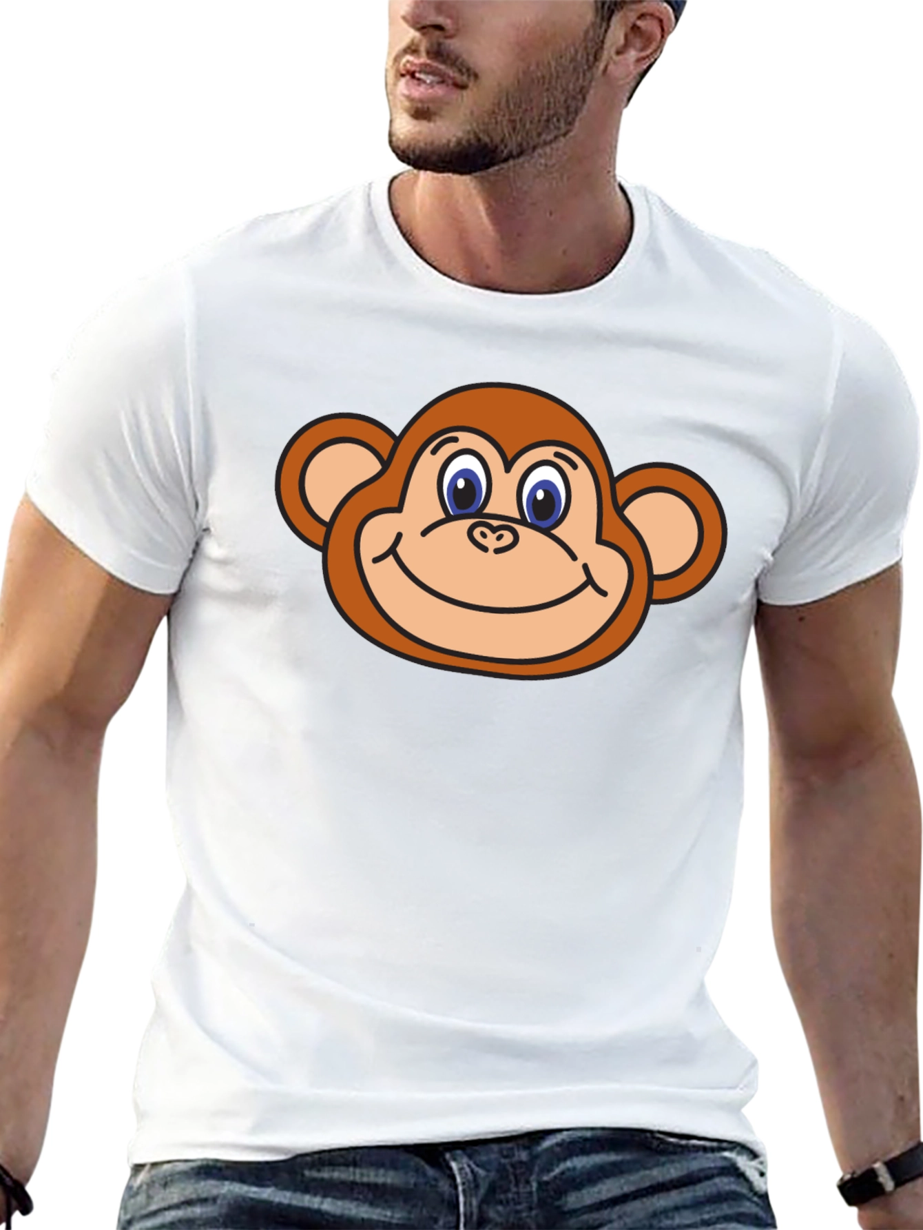 Black Monkey Face Graphic T-Shirt - Black Cotton Tee view 13