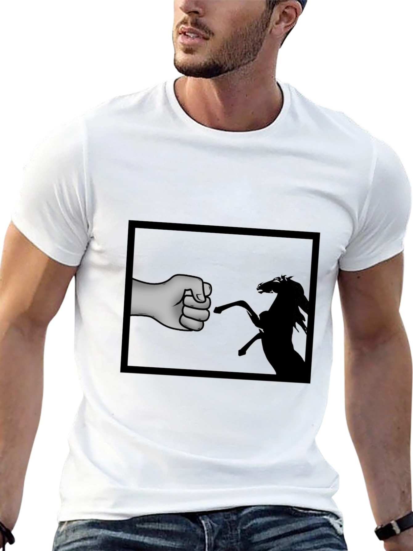 Black Fist Bump Horse Graphic T-Shirt - Black view 13