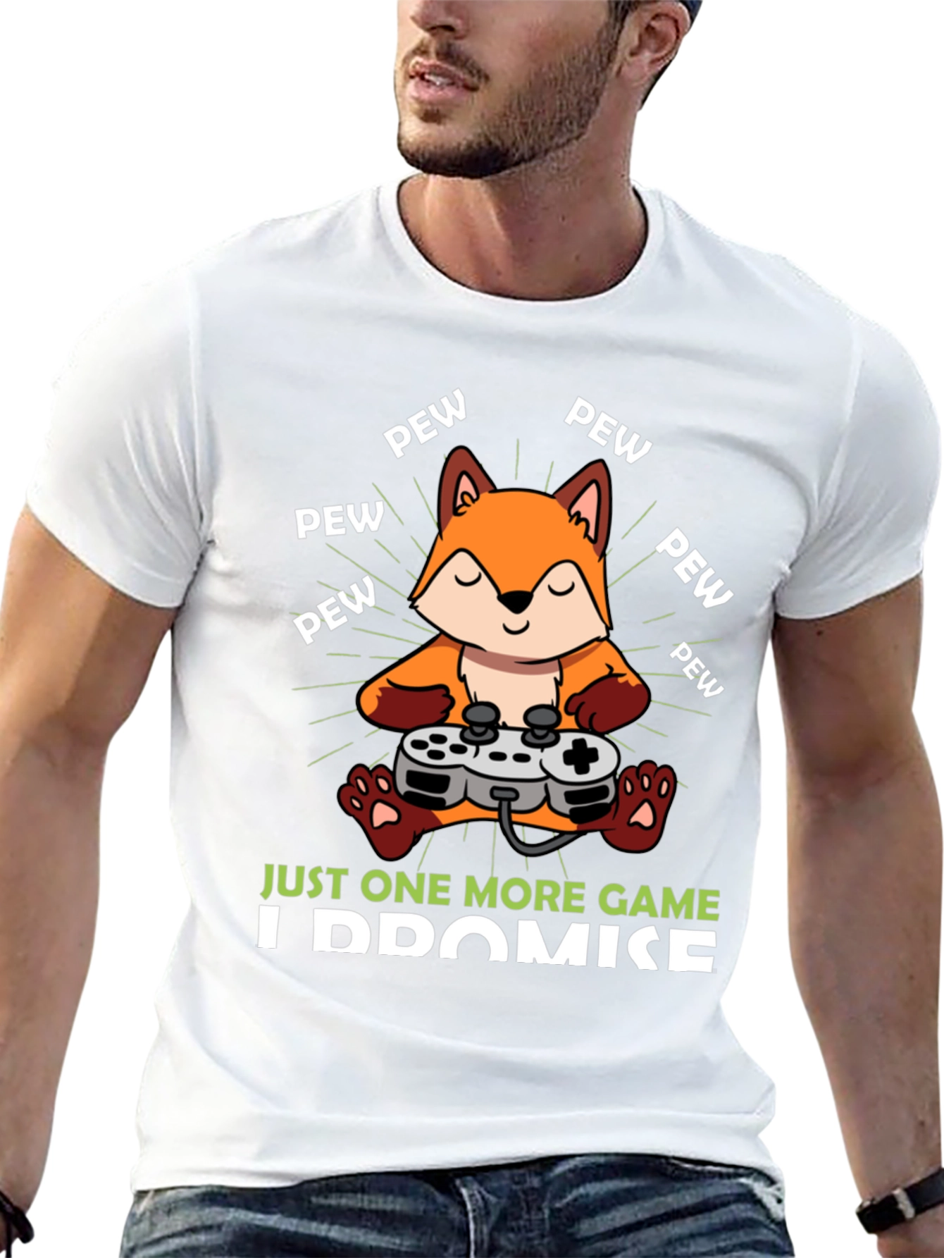 Black Just One More Game Fox Gamer T-Shirt view 13