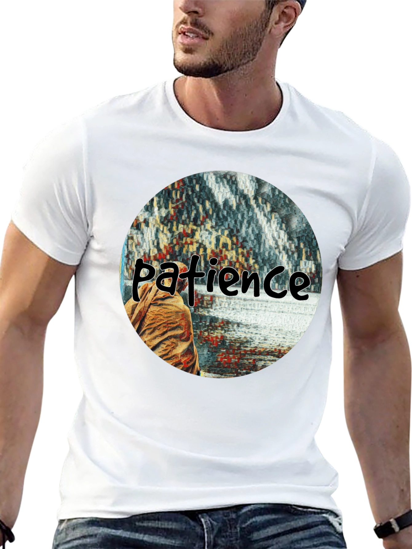 Black Patience Graphic T-Shirt - Black Crew Neck Tee view 13