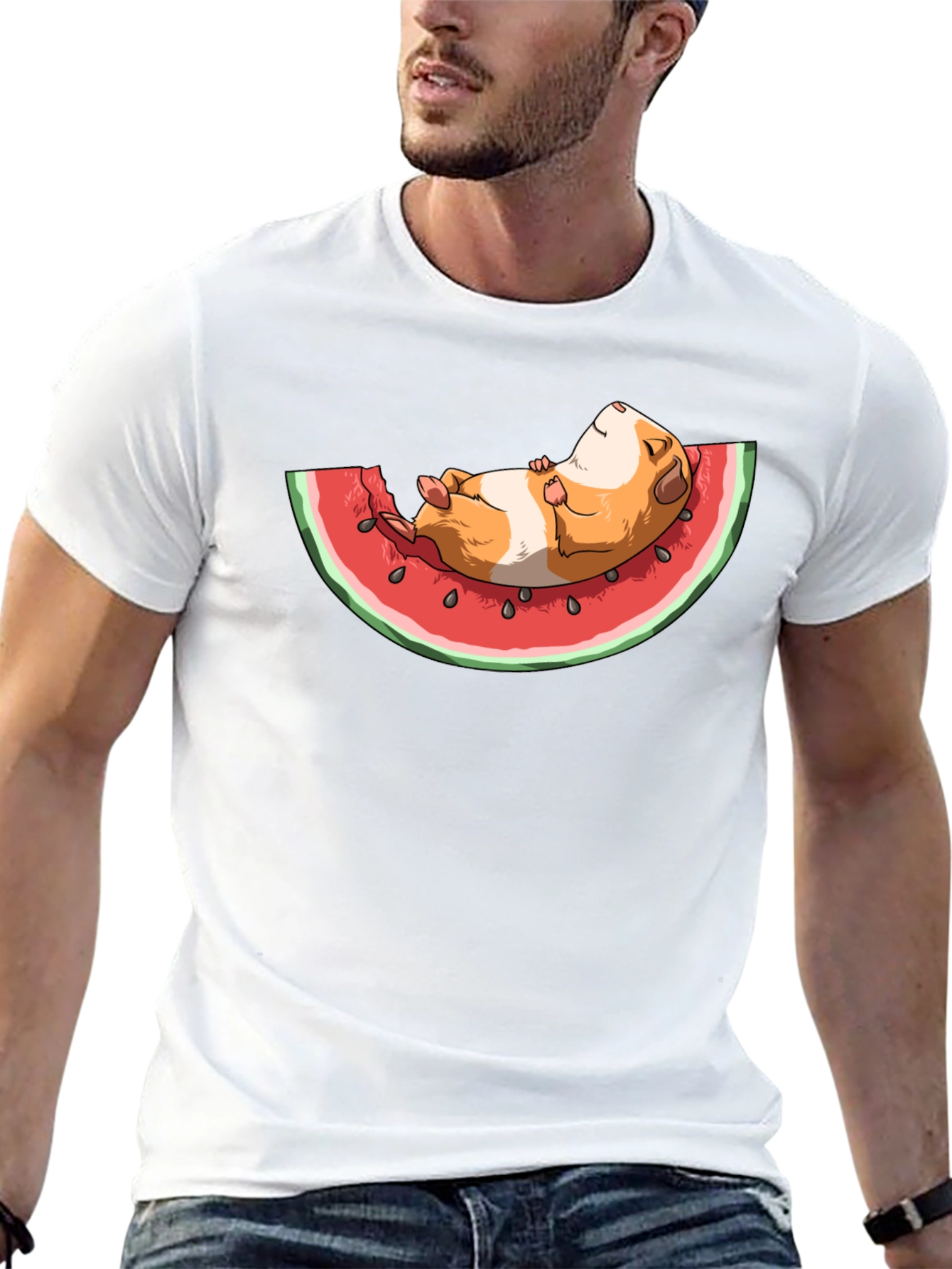 Black Guinea Pig Watermelon T-Shirt view 13