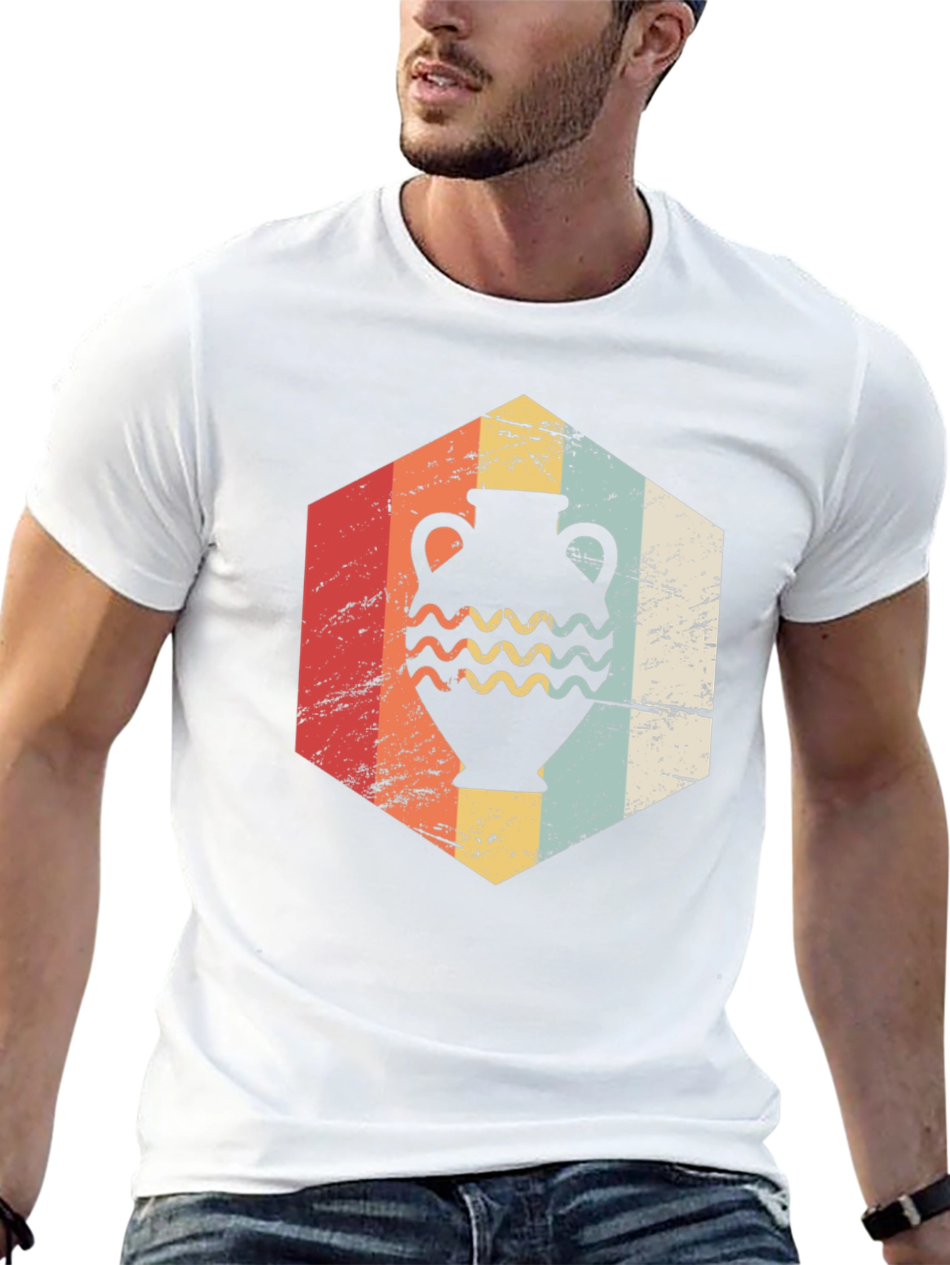 Black Vintage Pottery Hexagon Graphic T-Shirt view 13