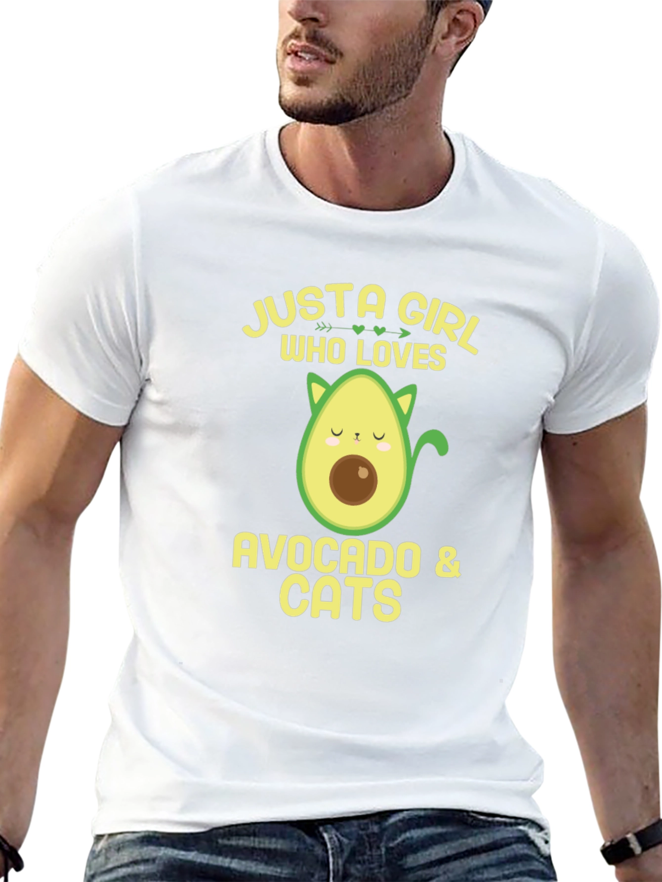 Black Avocado & Cats T-Shirt - Just A Girl Who Loves Them! view 13