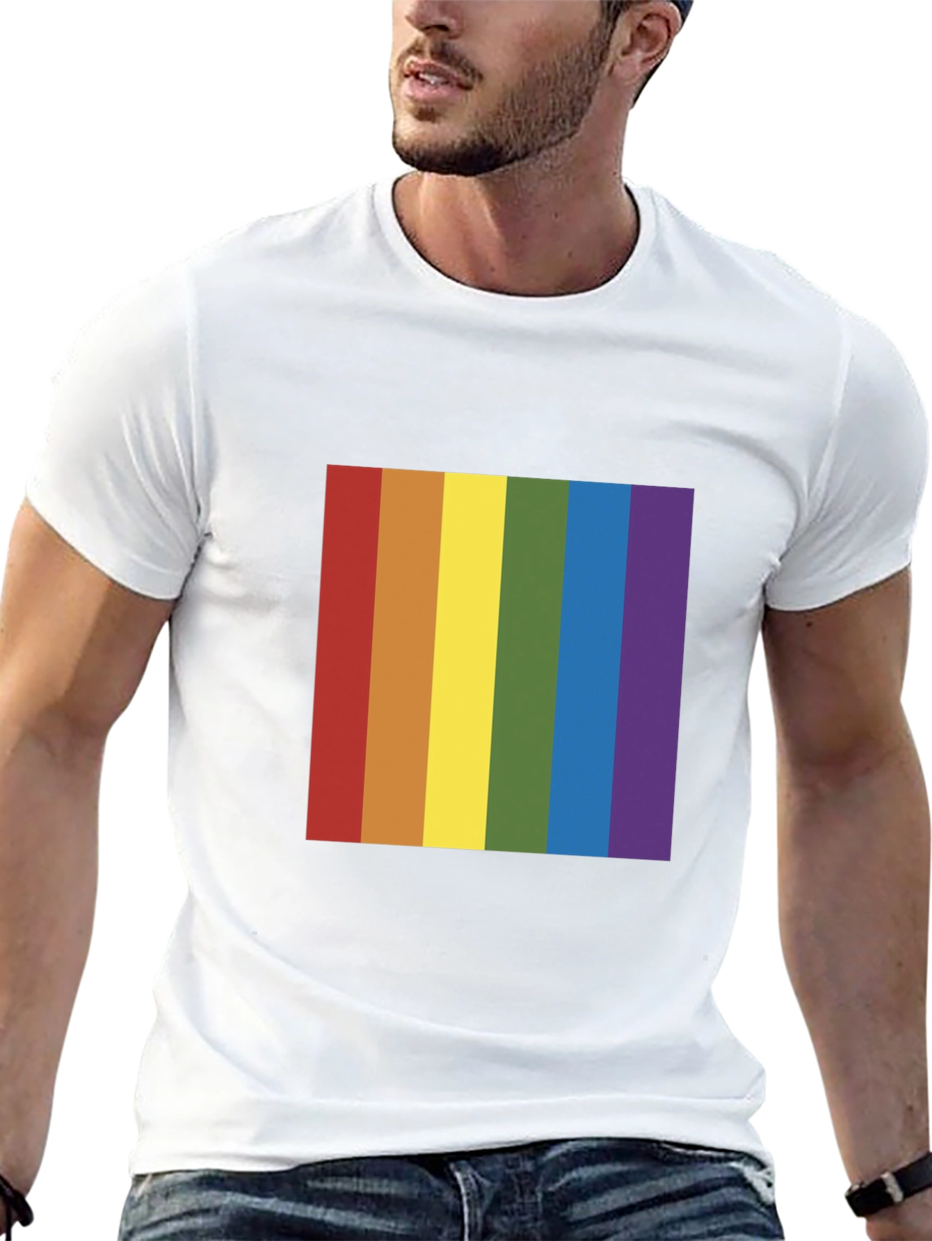 Black Rainbow Pride T-Shirt - Black Crew Neck Tee view 13