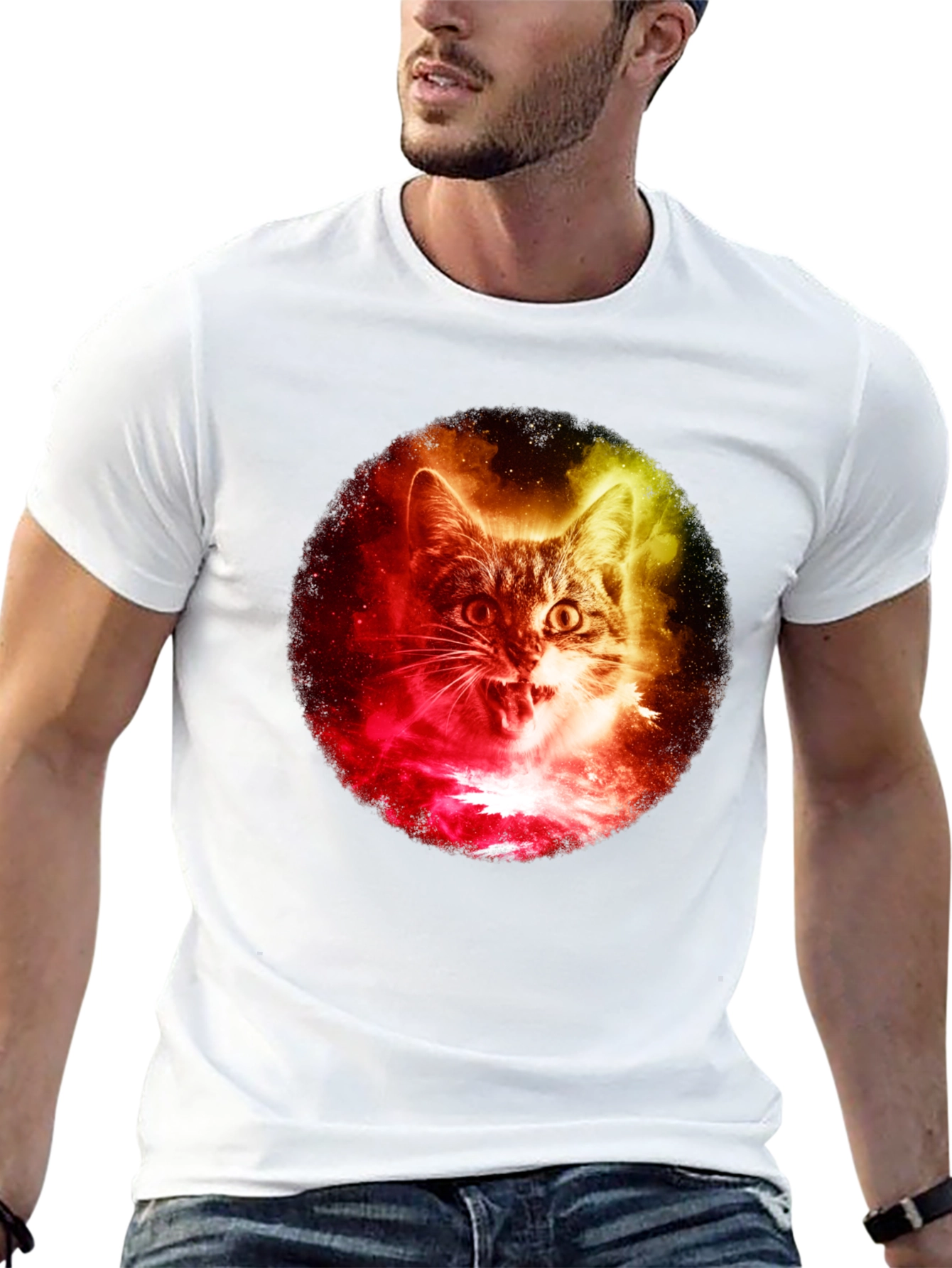 Black Galaxy Cat Graphic Tee - Unique Style view 13