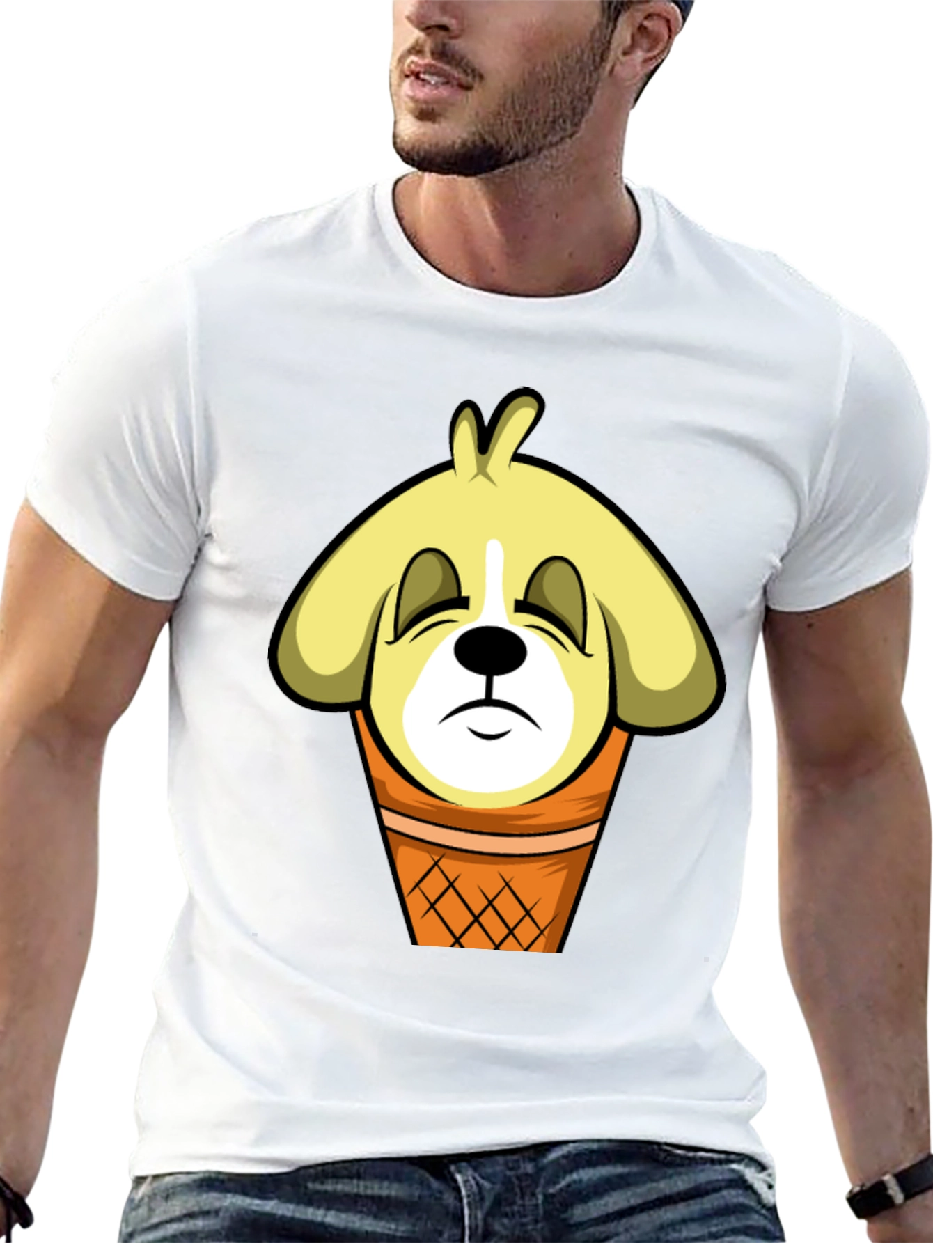 Black Funny Dog Ice Cream Cone T-Shirt view 13