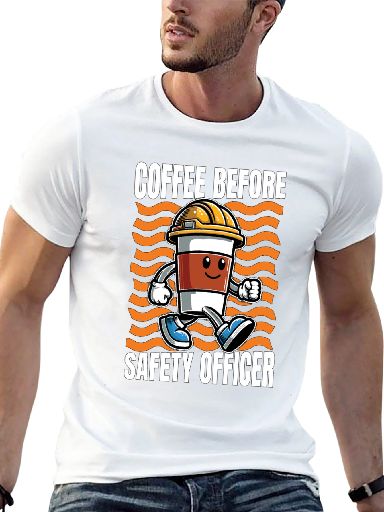 Black Coffee Before Safety Officer T-Shirt view 13