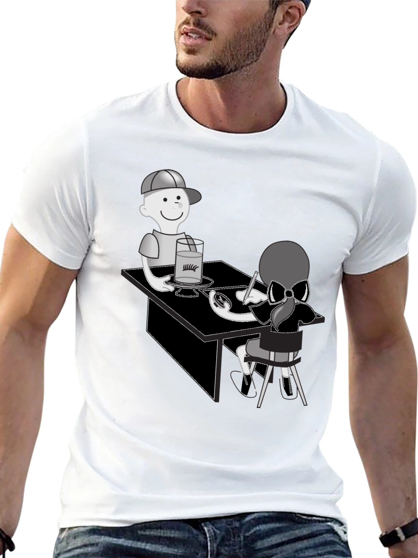 Black Cartoon Graphic T-Shirt - Artist Theme view 13