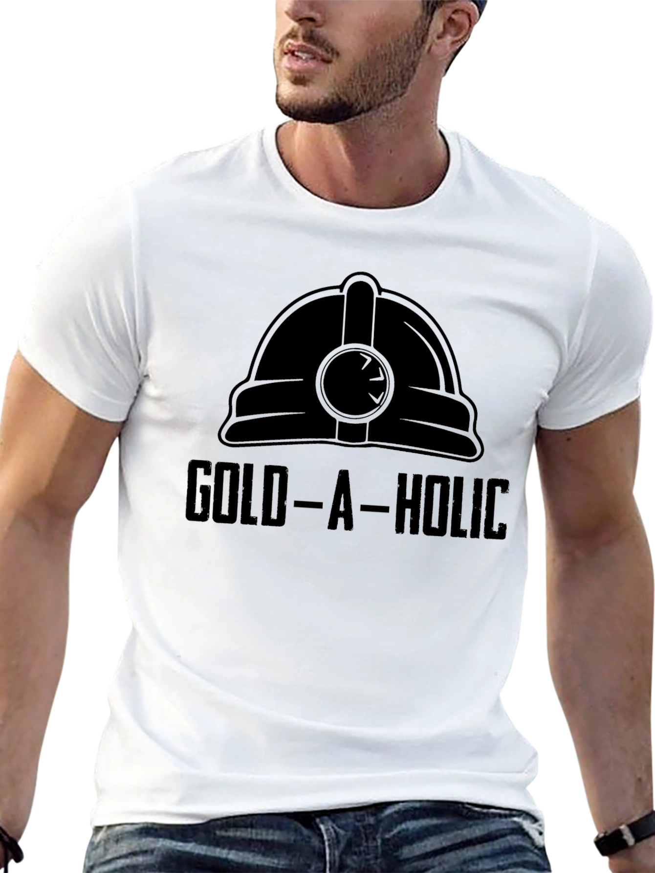 Black Gold-A-Holic Miner Helmet Graphic Tee - Black view 13