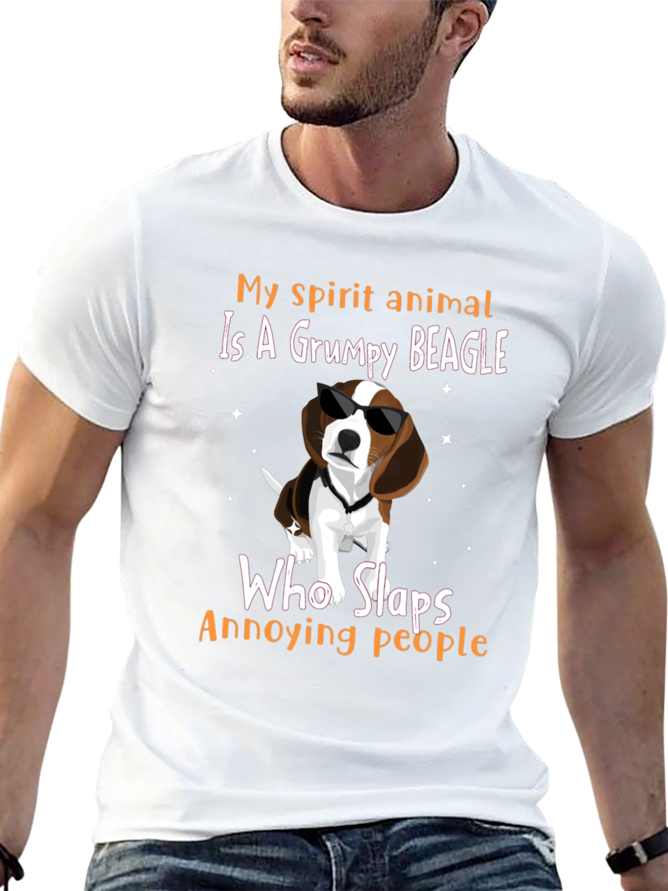 Black Grumpy Beagle T-Shirt - "My Spirit Animal Slaps Annoying People" view 13