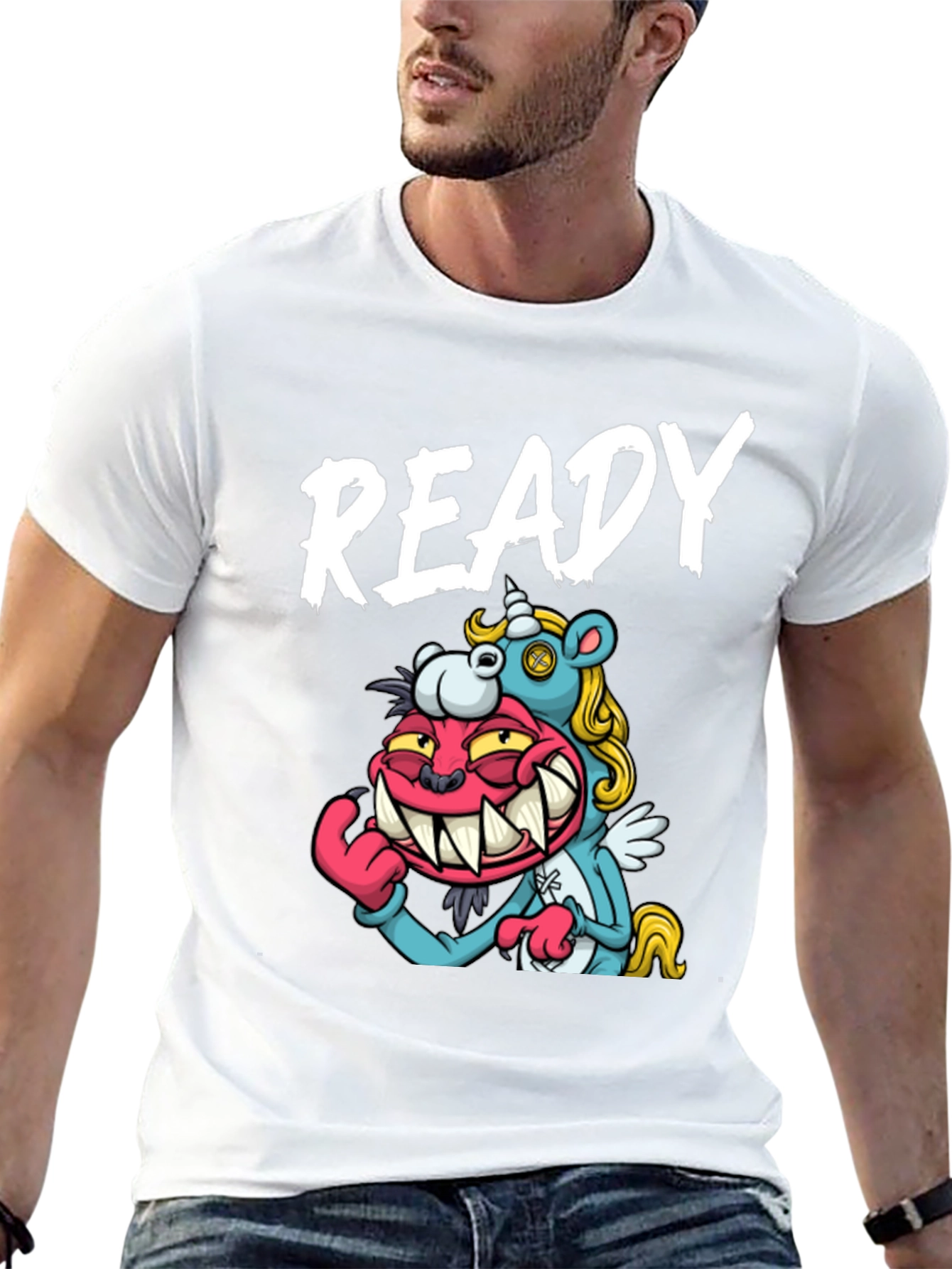 Black Ready Cartoon Graphic T-Shirt view 13