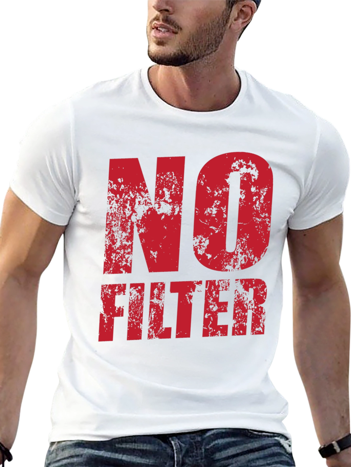 Black No Filter Graphic Tee - Black Cotton T-Shirt view 13
