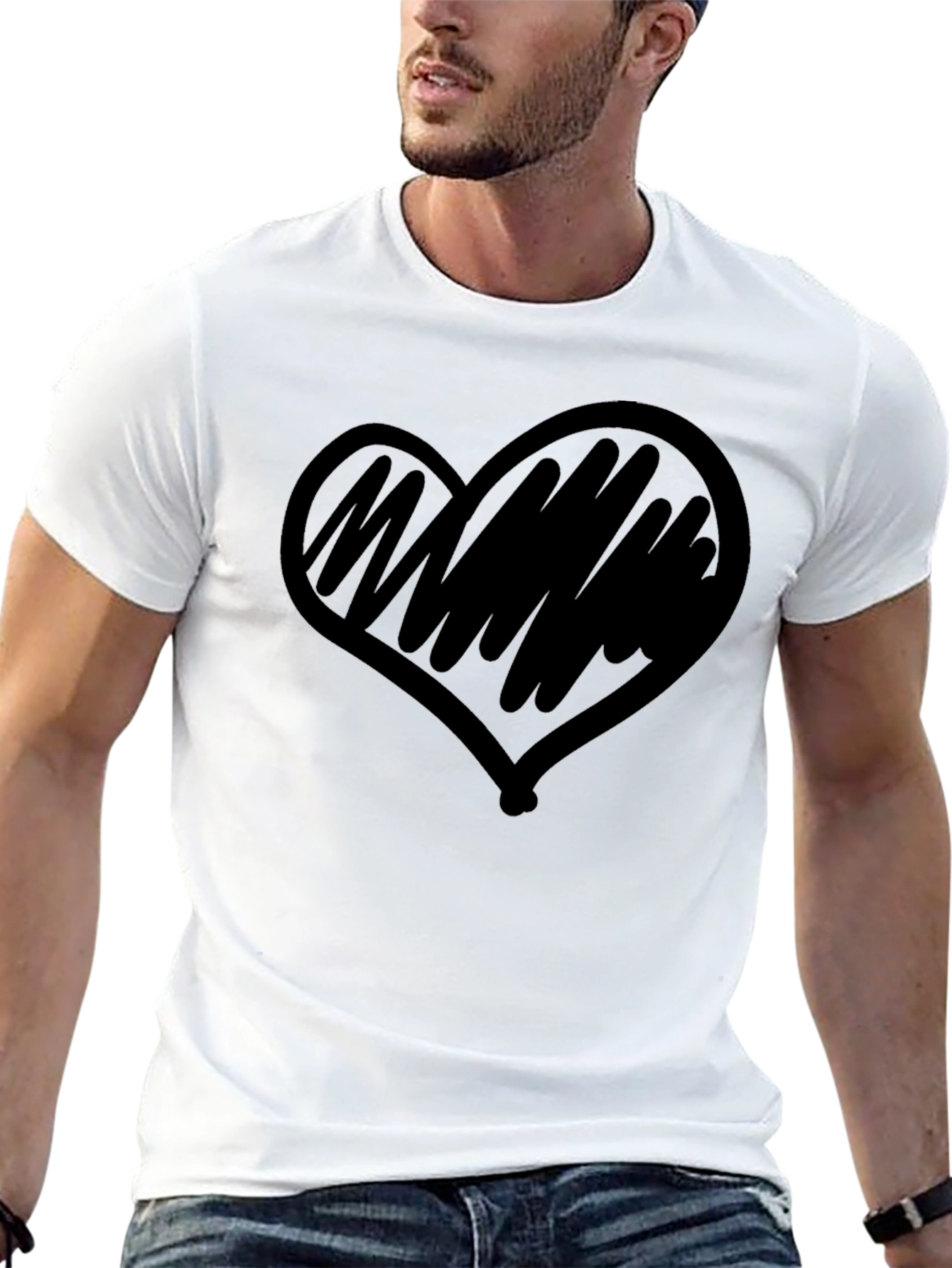 Black Heart Scribble Graphic Black T-Shirt view 13