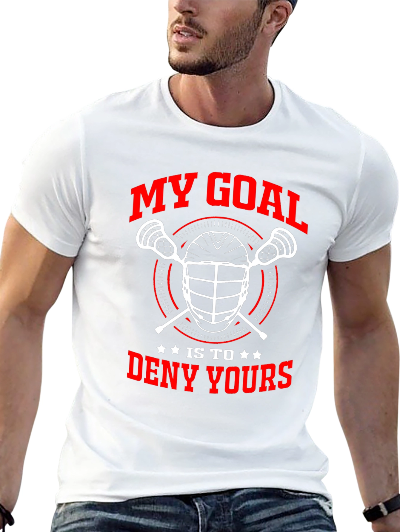Black Lacrosse Goalie T-Shirt - My Goal is to Deny Yours view 13