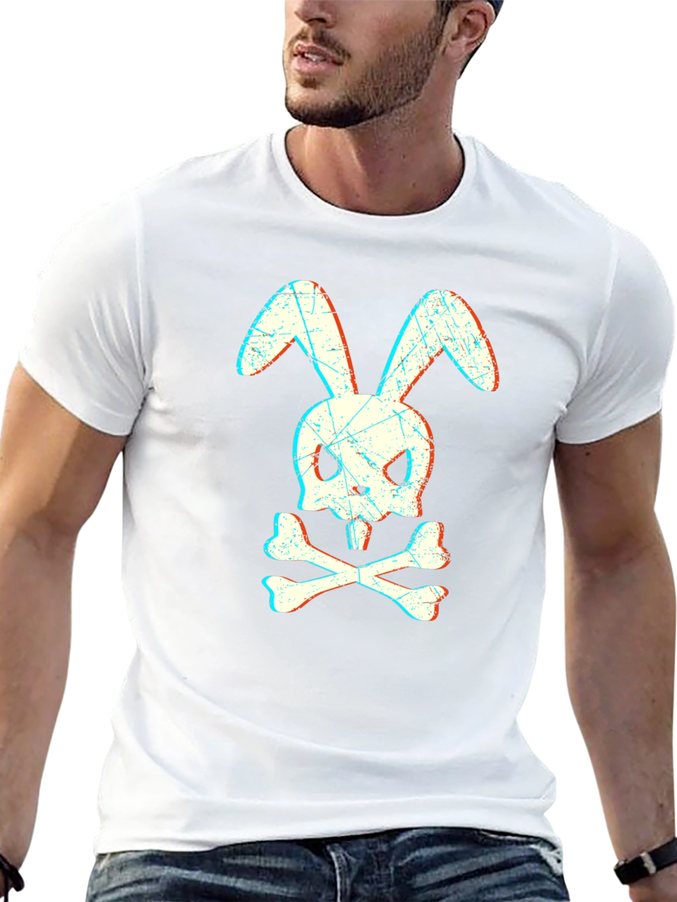 Black Skull Bunny Graphic T-Shirt - Edgy Streetwear view 13