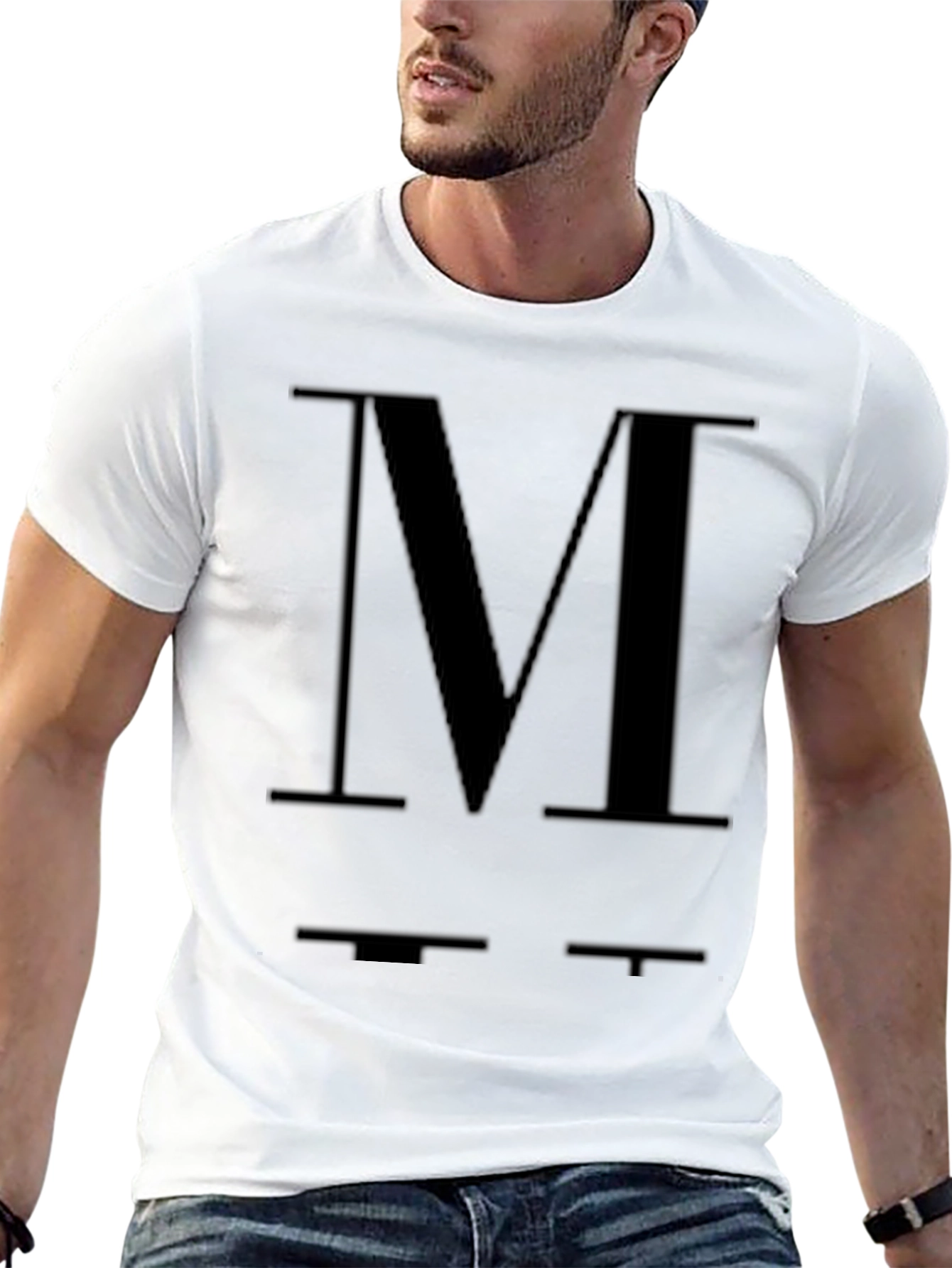 Bold 'M' Graphic Black T-Shirt - 13