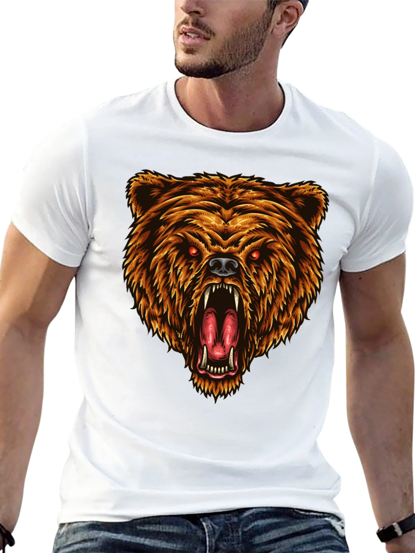 Black Grizzly Bear Graphic T-Shirt - Fierce Animal Tee view 13