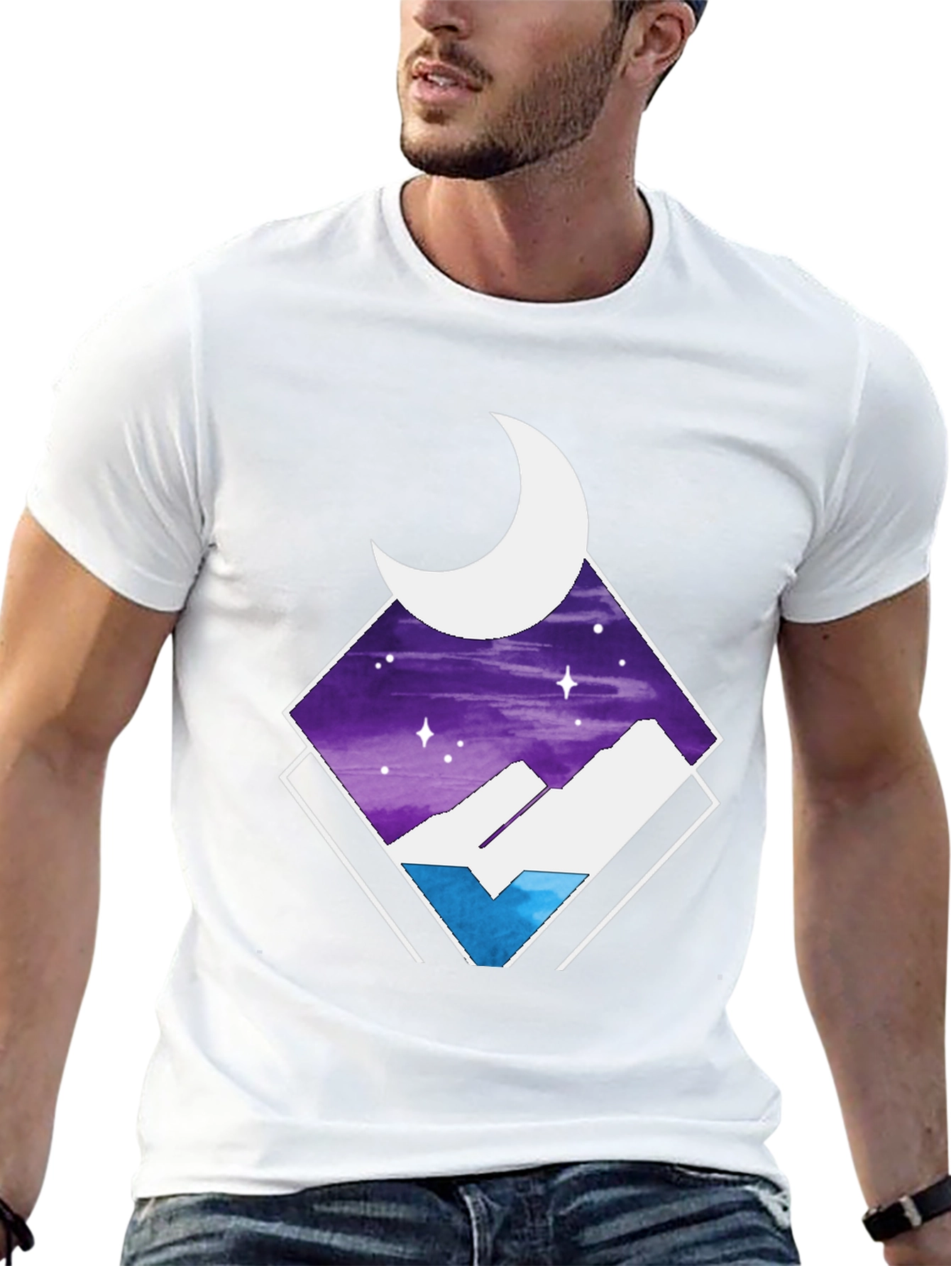 Black Night Sky Mountain T-Shirt view 13