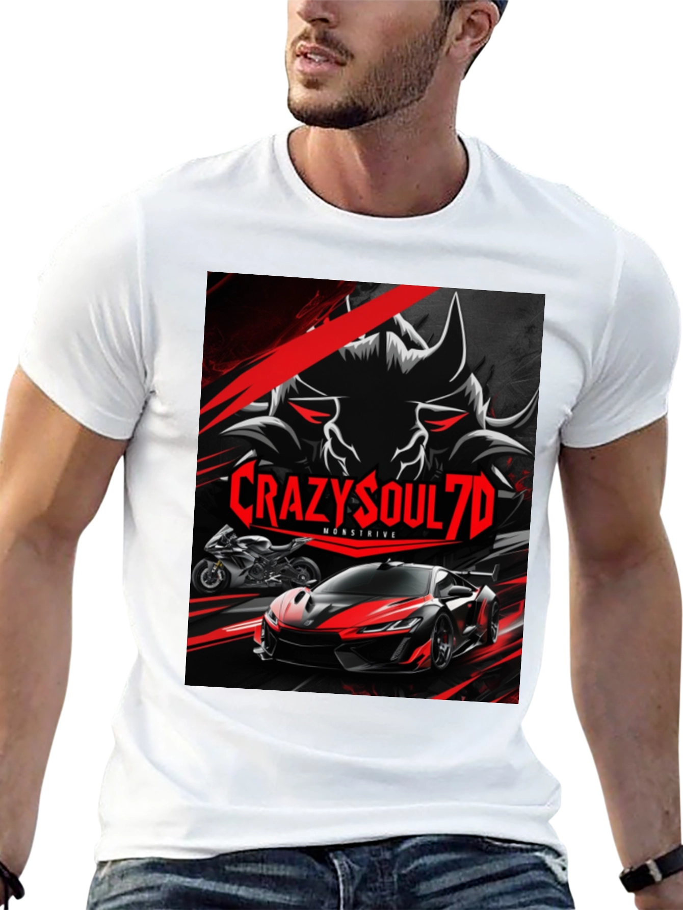 Black CrazySoul7D Monstrive Graphic T-Shirt view 13