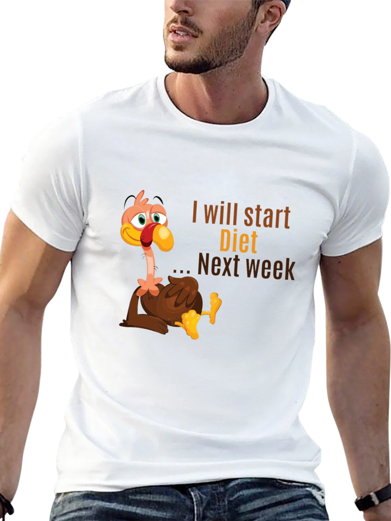 Black Funny Turkey Diet T-Shirt - Next Week view 13