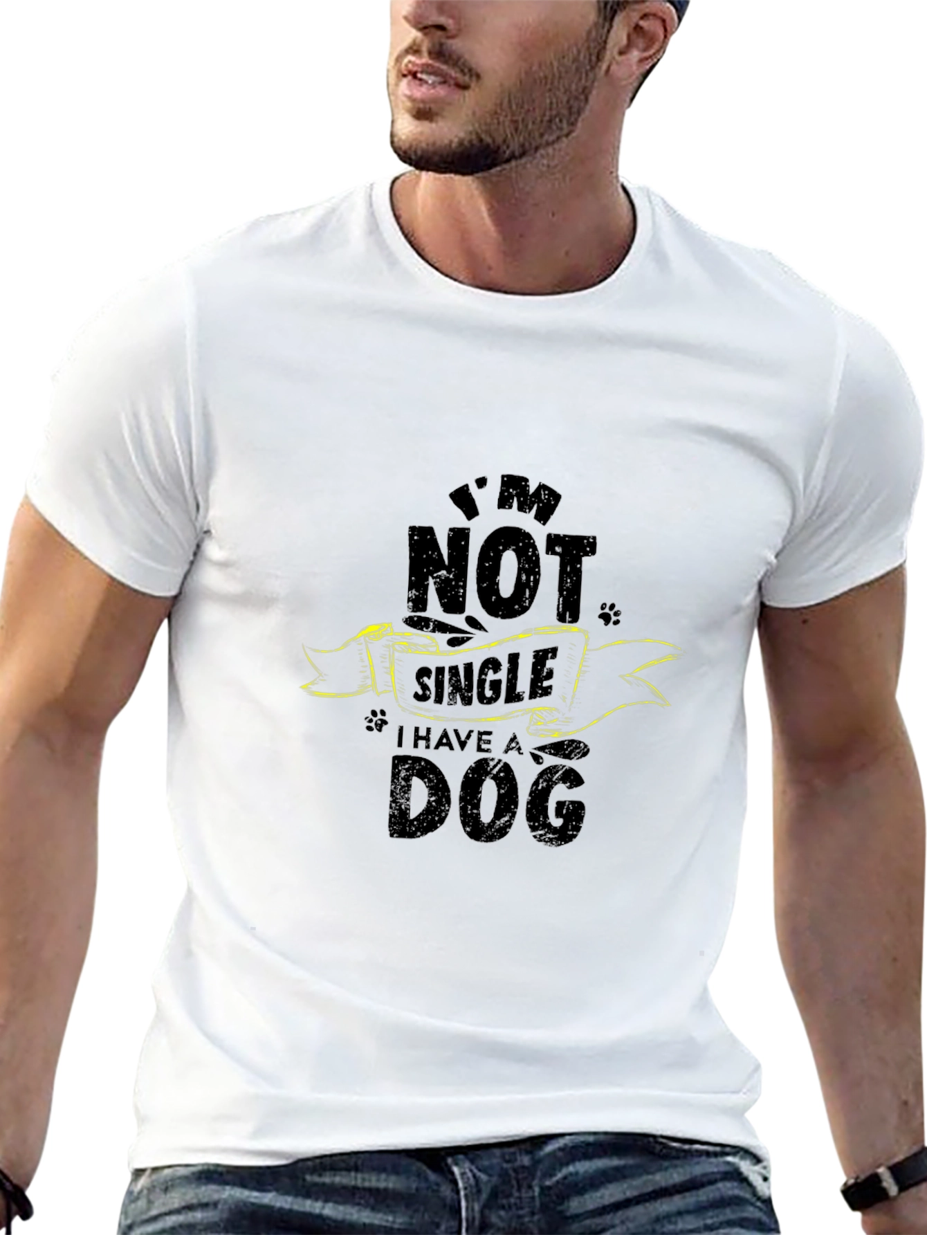 Black I'm Not Single I Have a Dog Black T-Shirt view 13