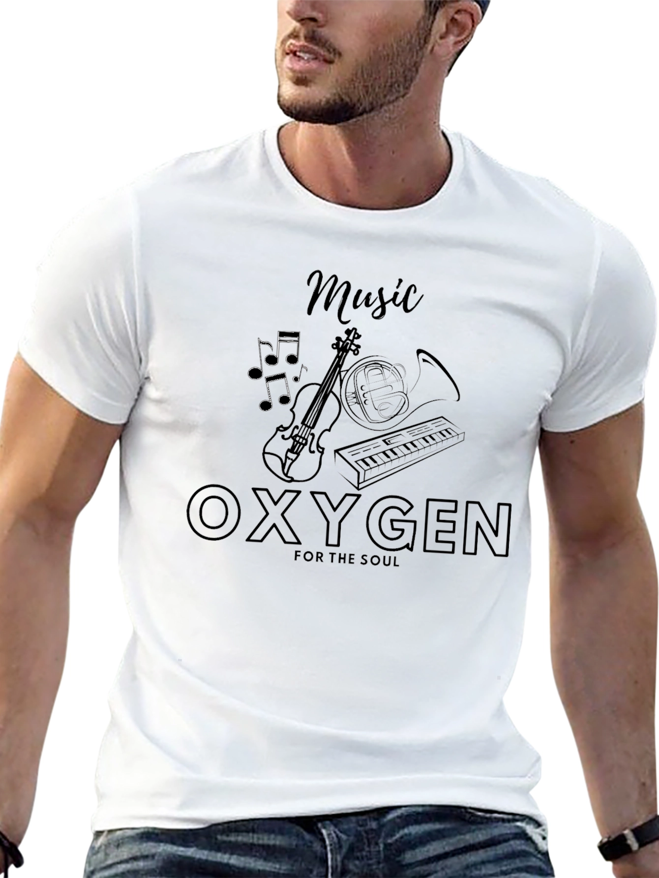 Black Music is Oxygen T-Shirt - Black Graphic Tee view 13