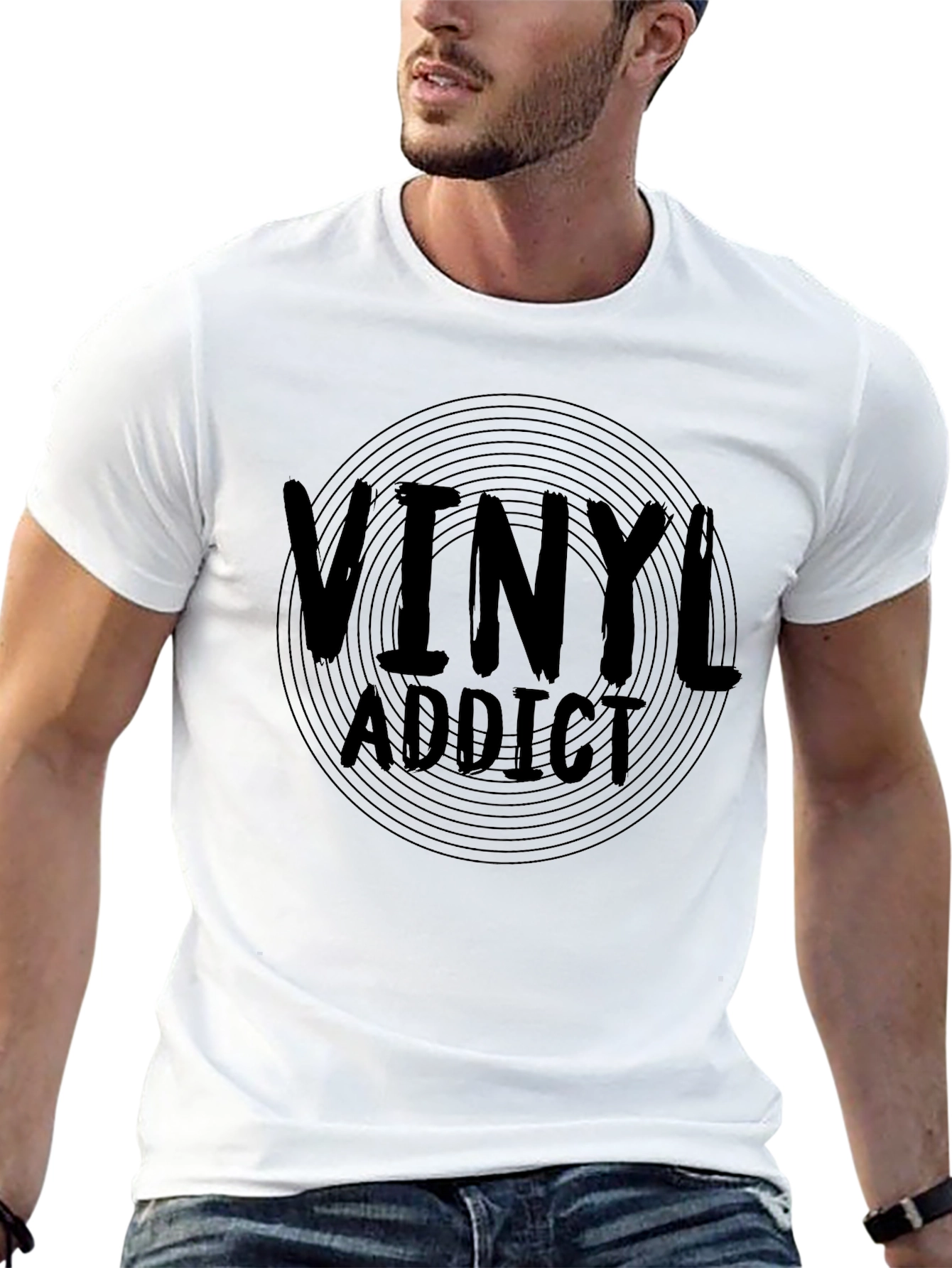 Black Vinyl Addict Graphic T-Shirt - Music Lover Tee view 13