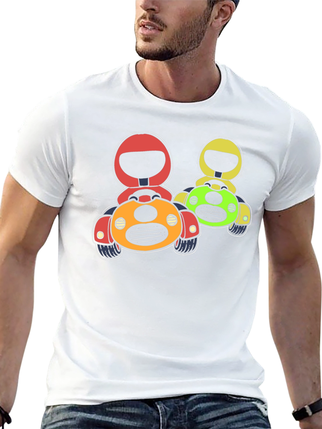 Black Cartoon Race Car Graphic T-Shirt view 13