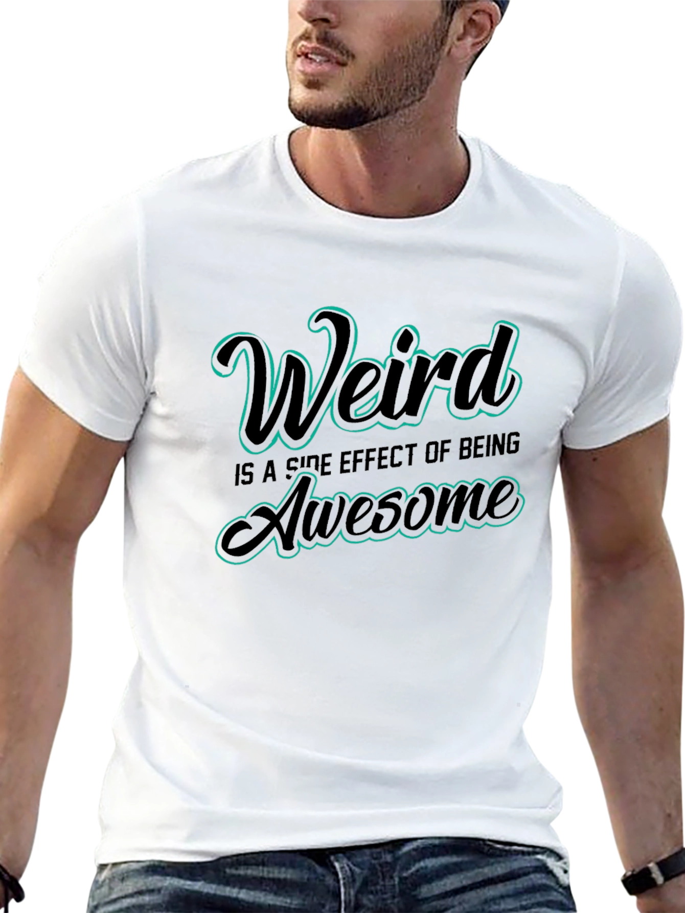Black Weird is Awesome Graphic Tee - Trendy Comfort Fit view 13