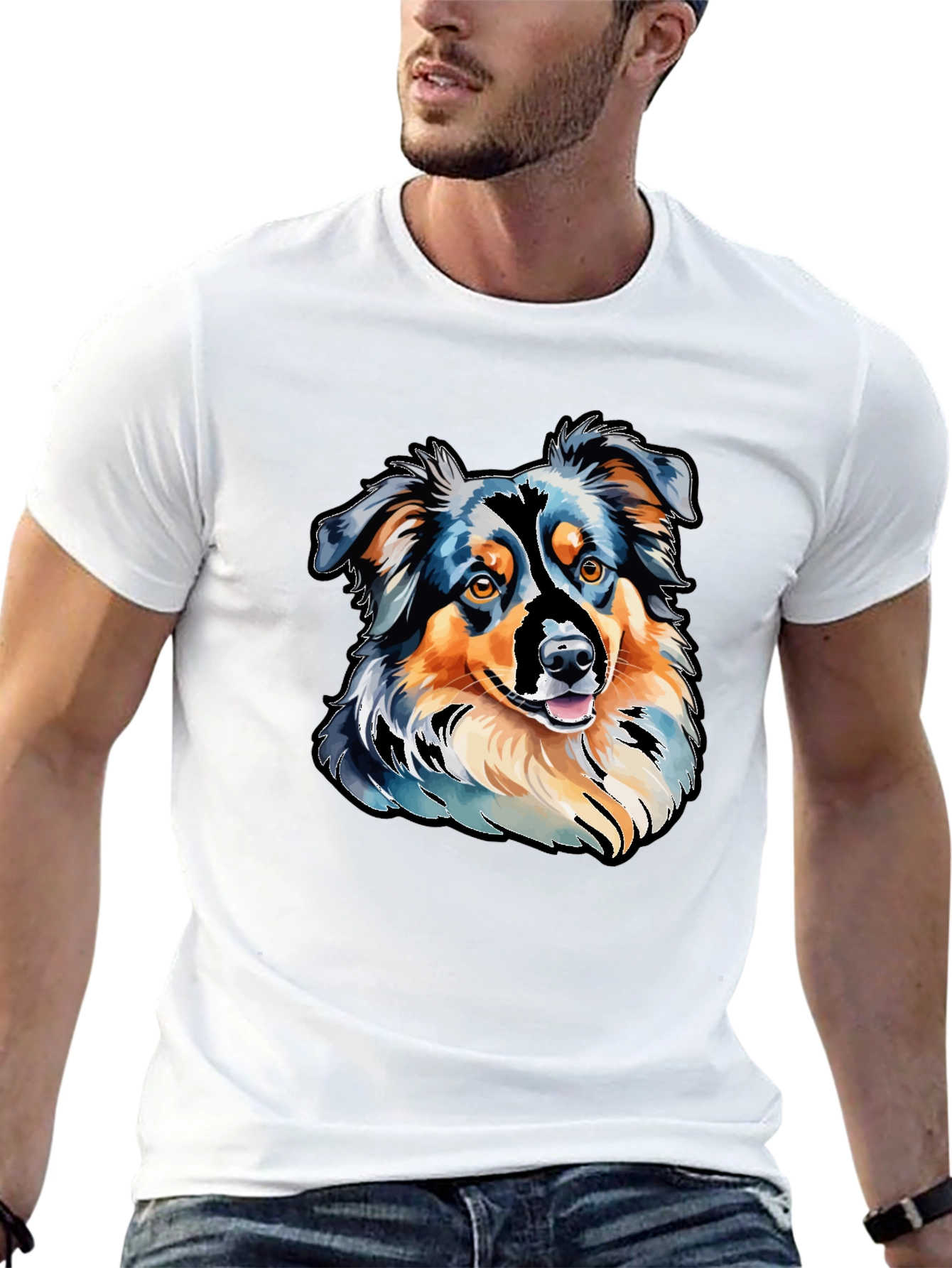Black Aussie Dog Art T-Shirt view 13