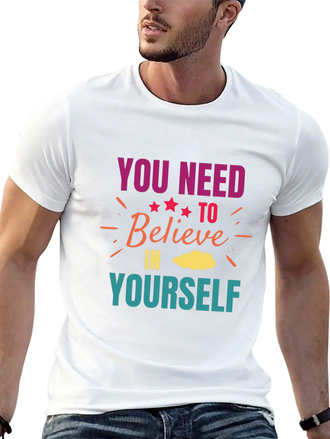 Black Motivational Graphic T-Shirt: Believe In Yourself view 13