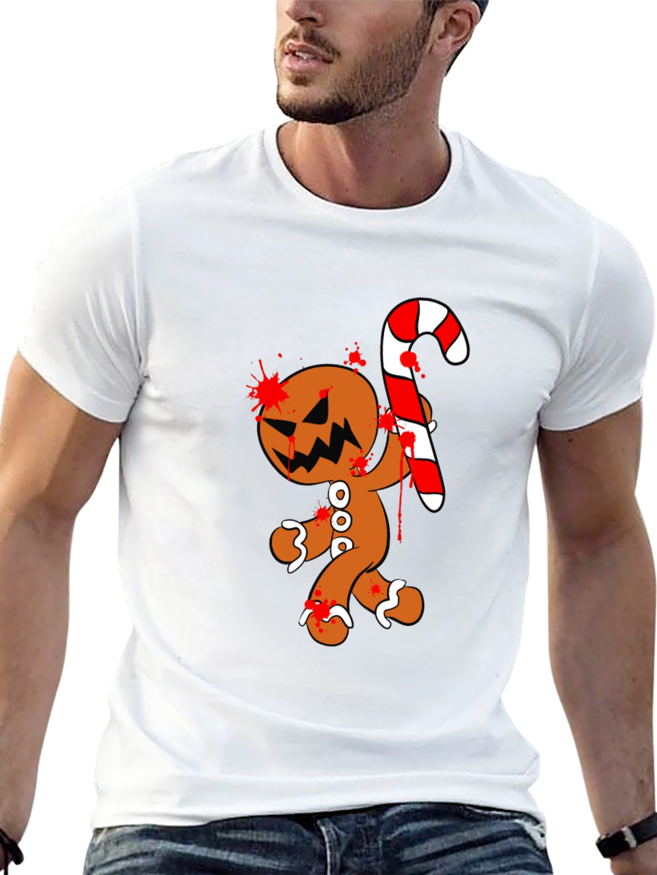 Black Bloody Gingerbread Horror Graphic Tee view 13