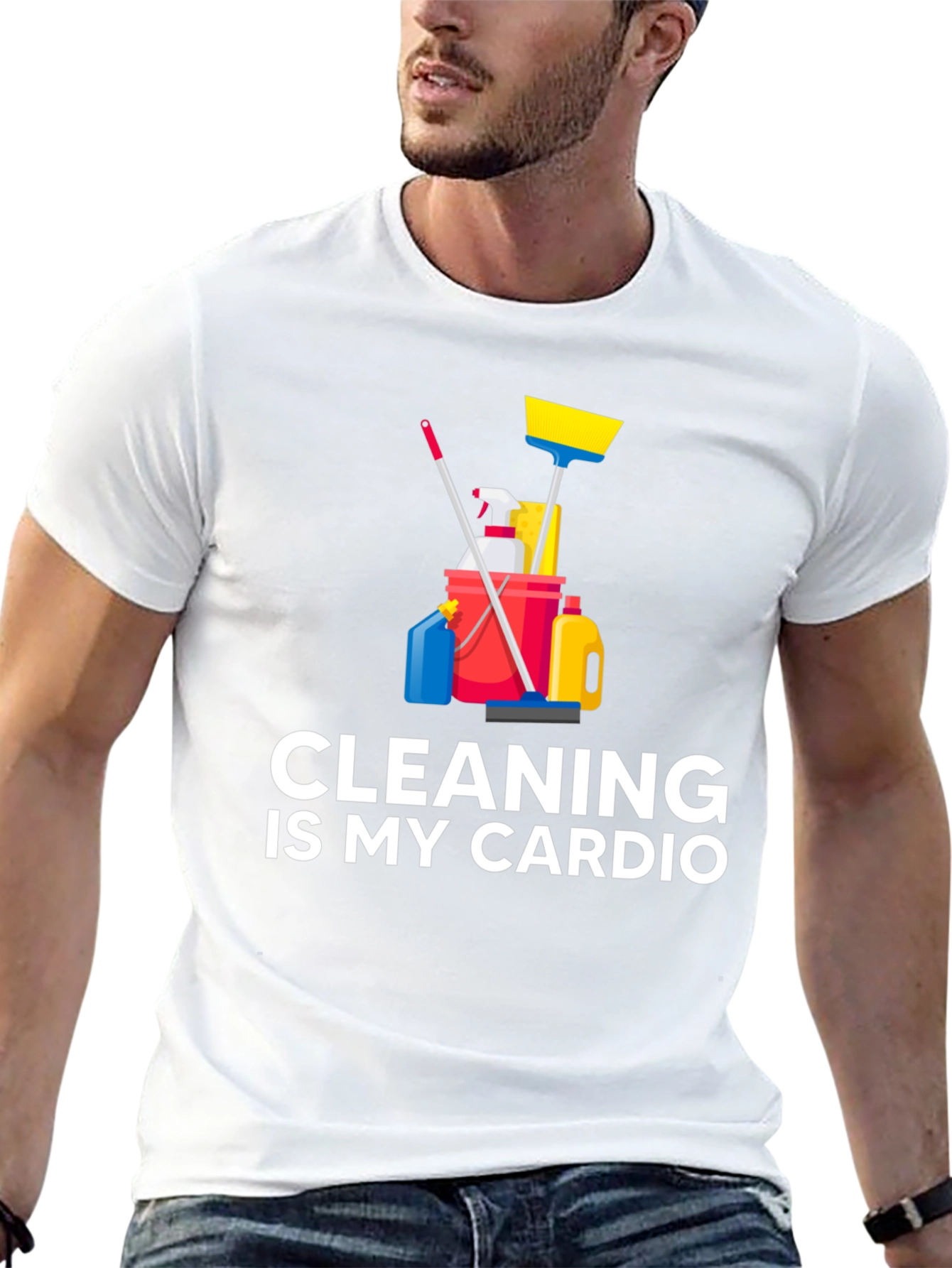 Black Cleaning Is My Cardio T-Shirt Funny Housework Design view 13