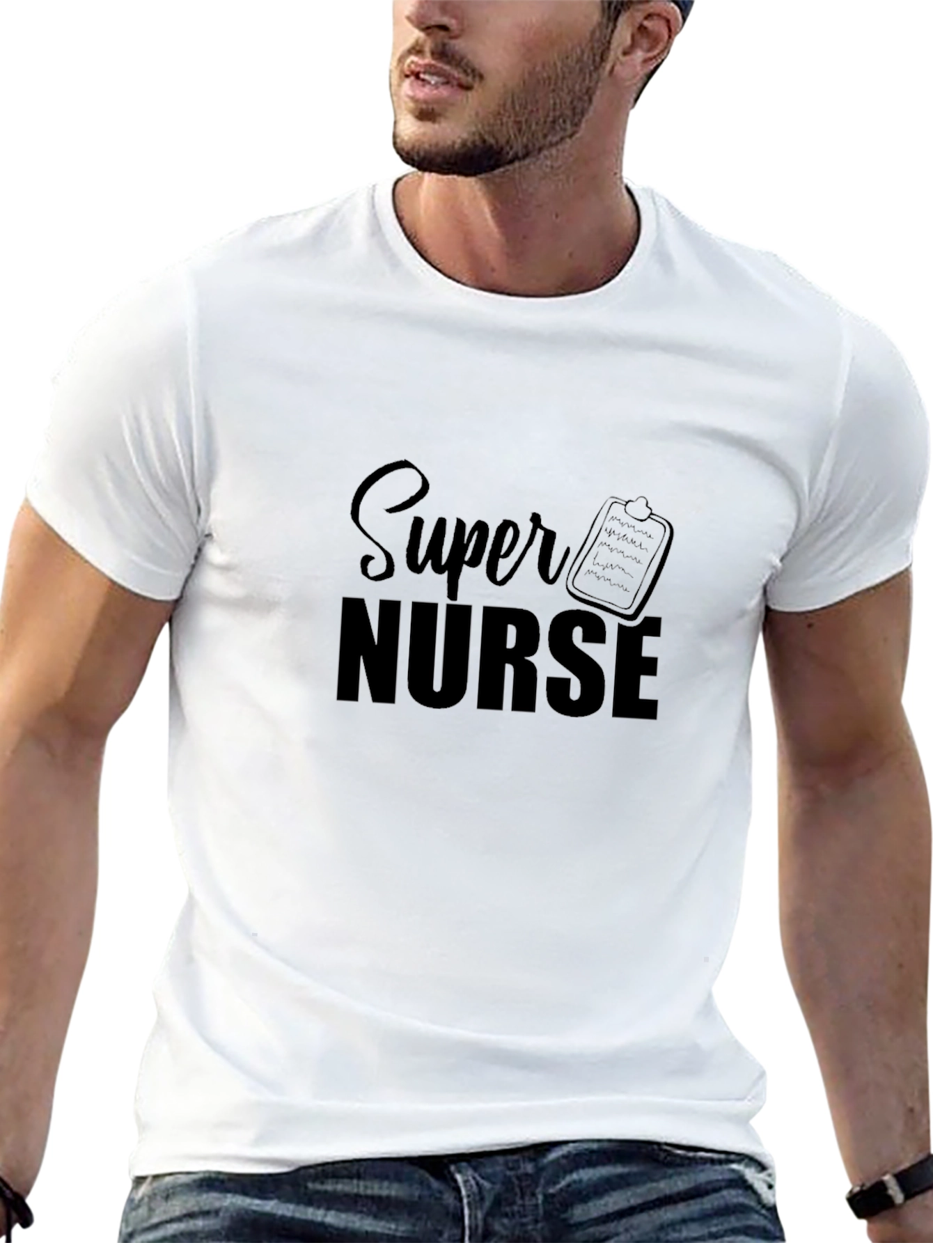 Black Super Nurse Black T-Shirt for Medical Professionals view 13