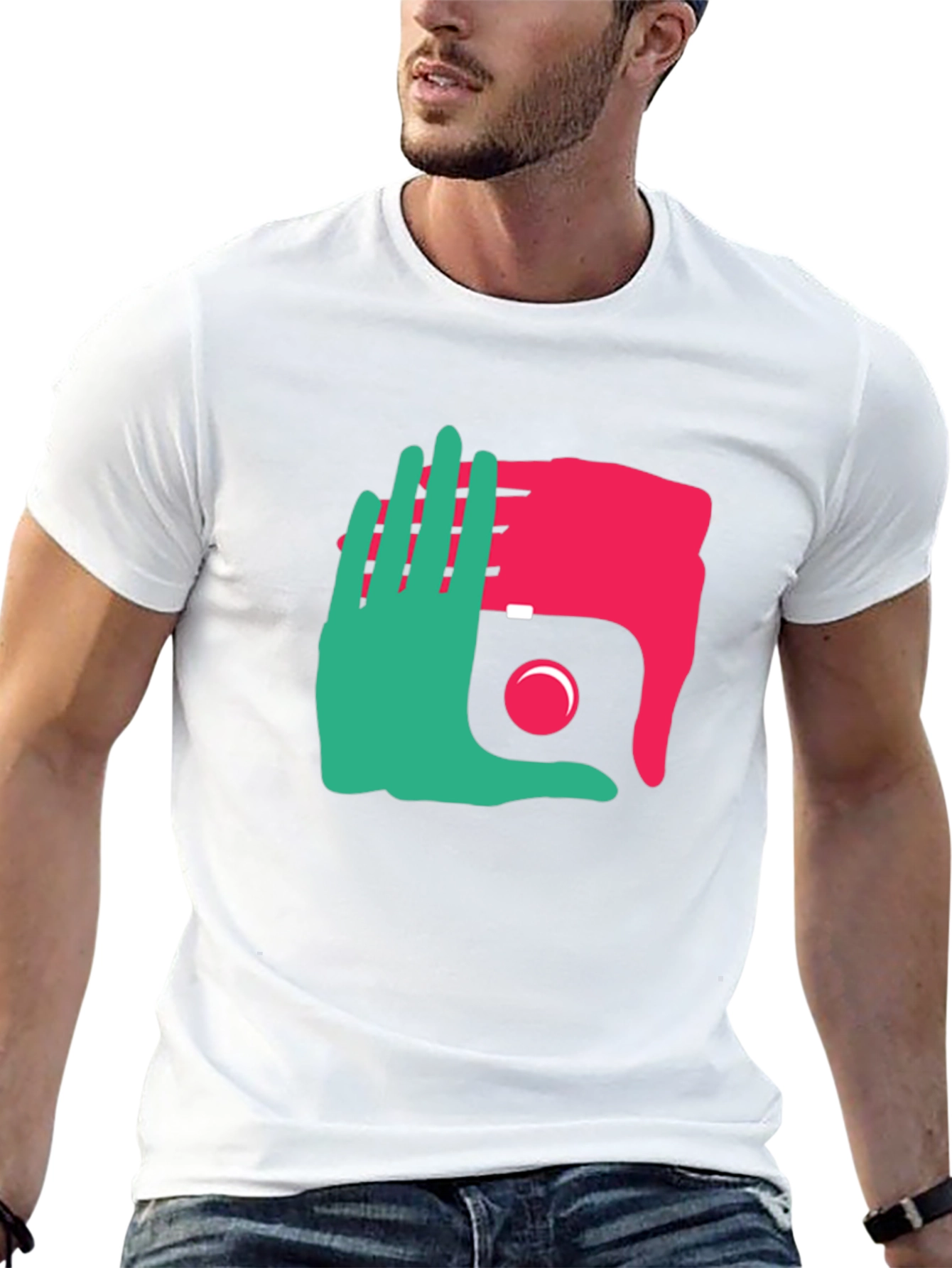 Black Yin Yang Hands Graphic Tee - Unique Design view 13