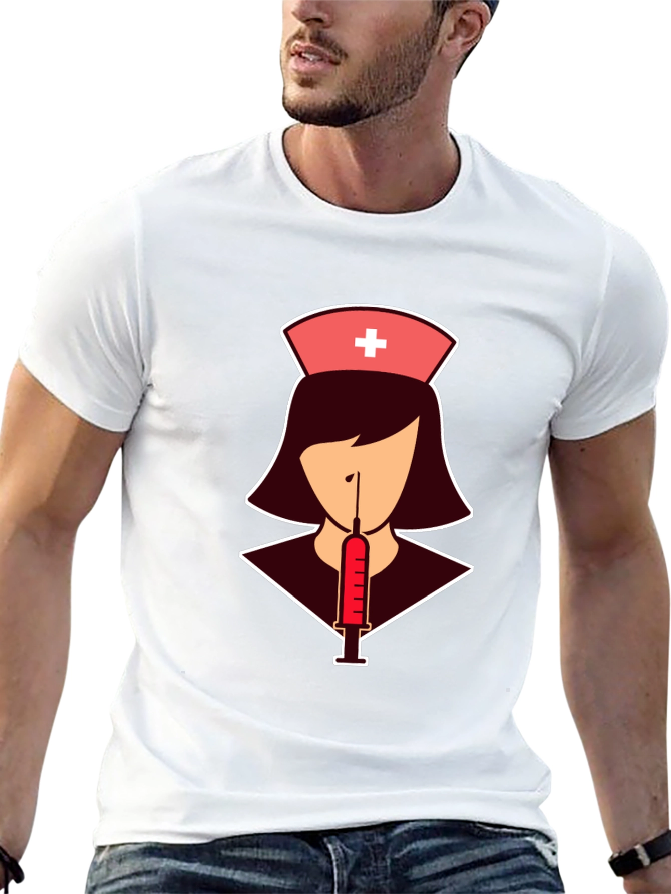 Black Nurse Syringe T-Shirt: Stylish Graphic Tee view 13