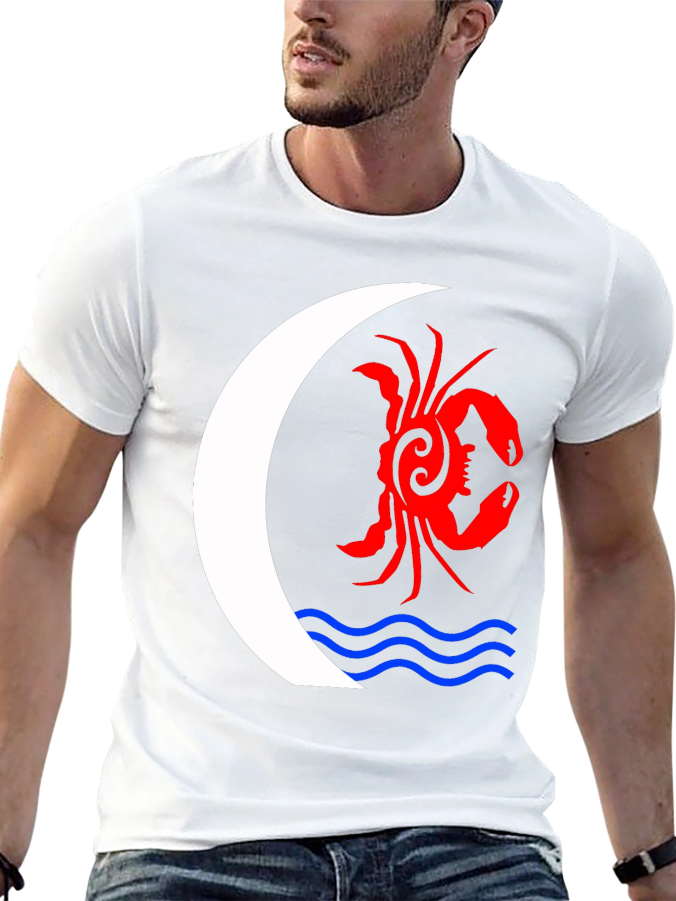 Black Tribal Crab Moon T-Shirt - Unique Graphic Tee view 13