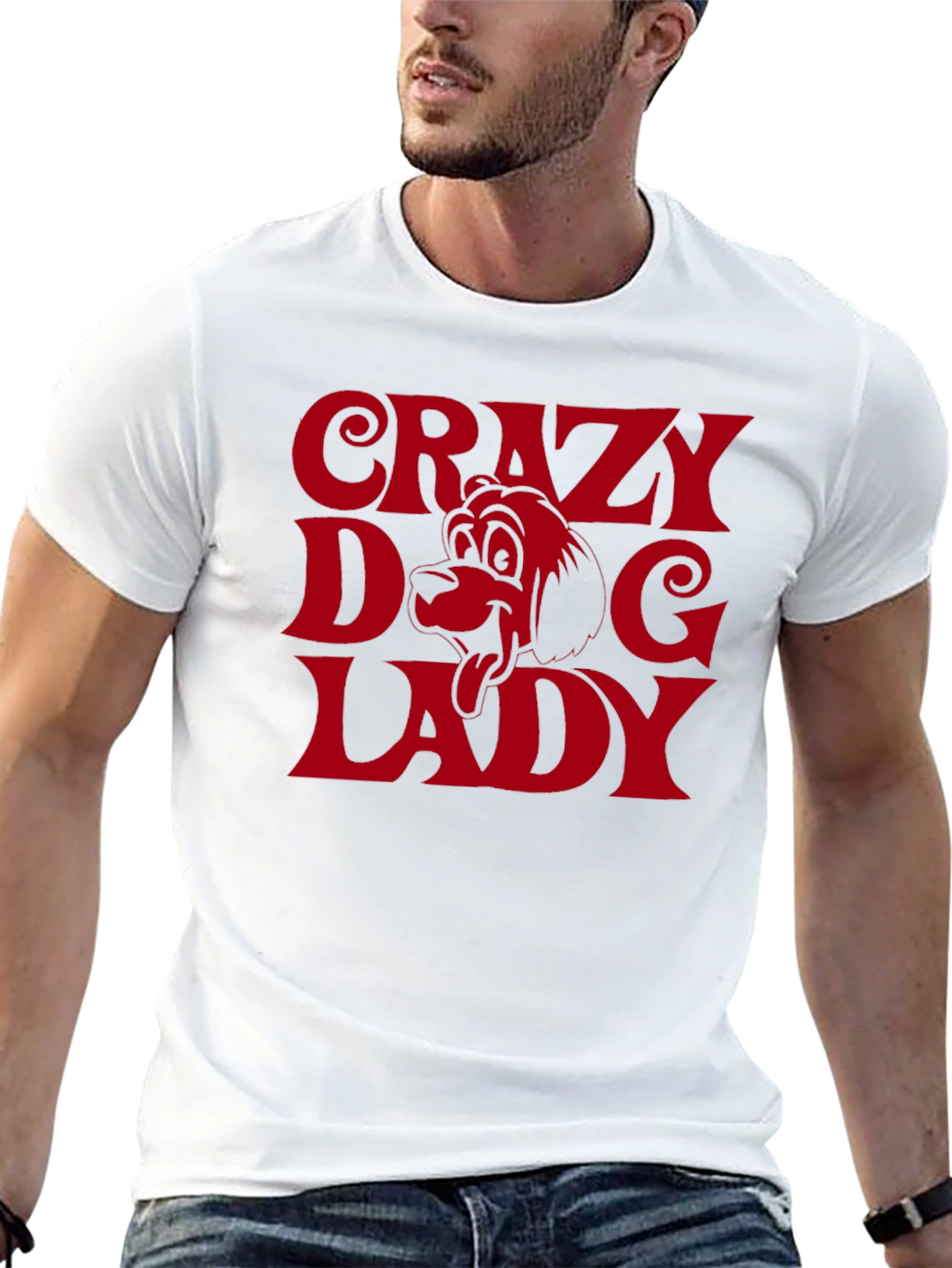 Black Crazy Dog Lady Graphic Tee - Novelty T-Shirt view 13