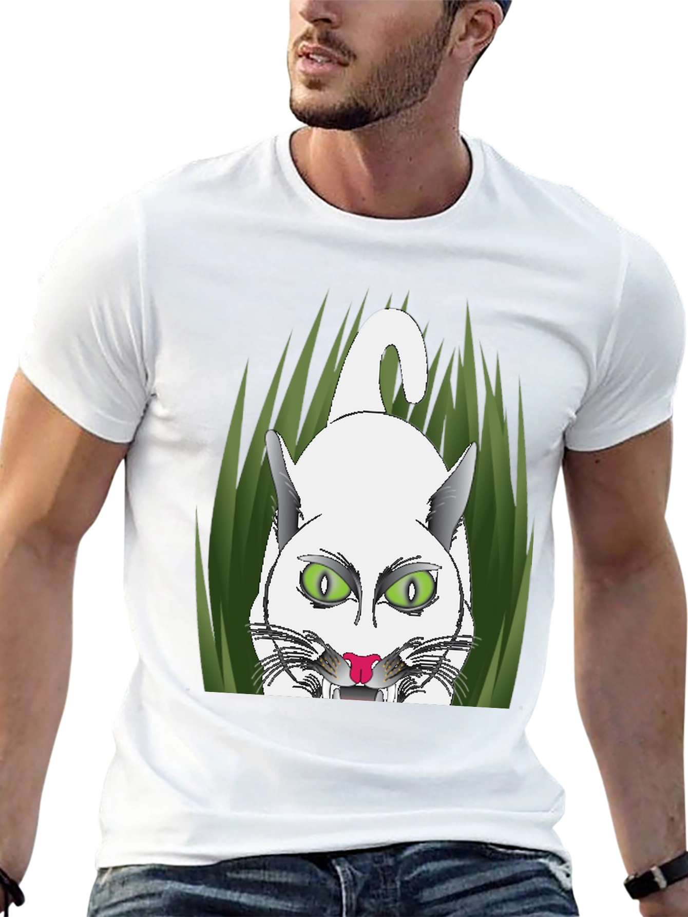 Black Black T-Shirt with Cat Graphic view 13