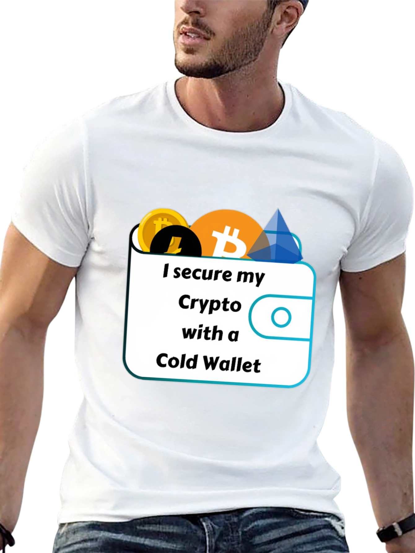 Black Secure Crypto Cold Wallet T-Shirt view 13