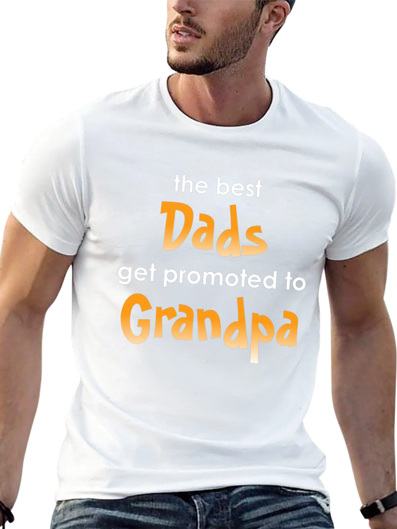 Black Best Dads Get Promoted to Grandpa Graphic T-Shirt view 13